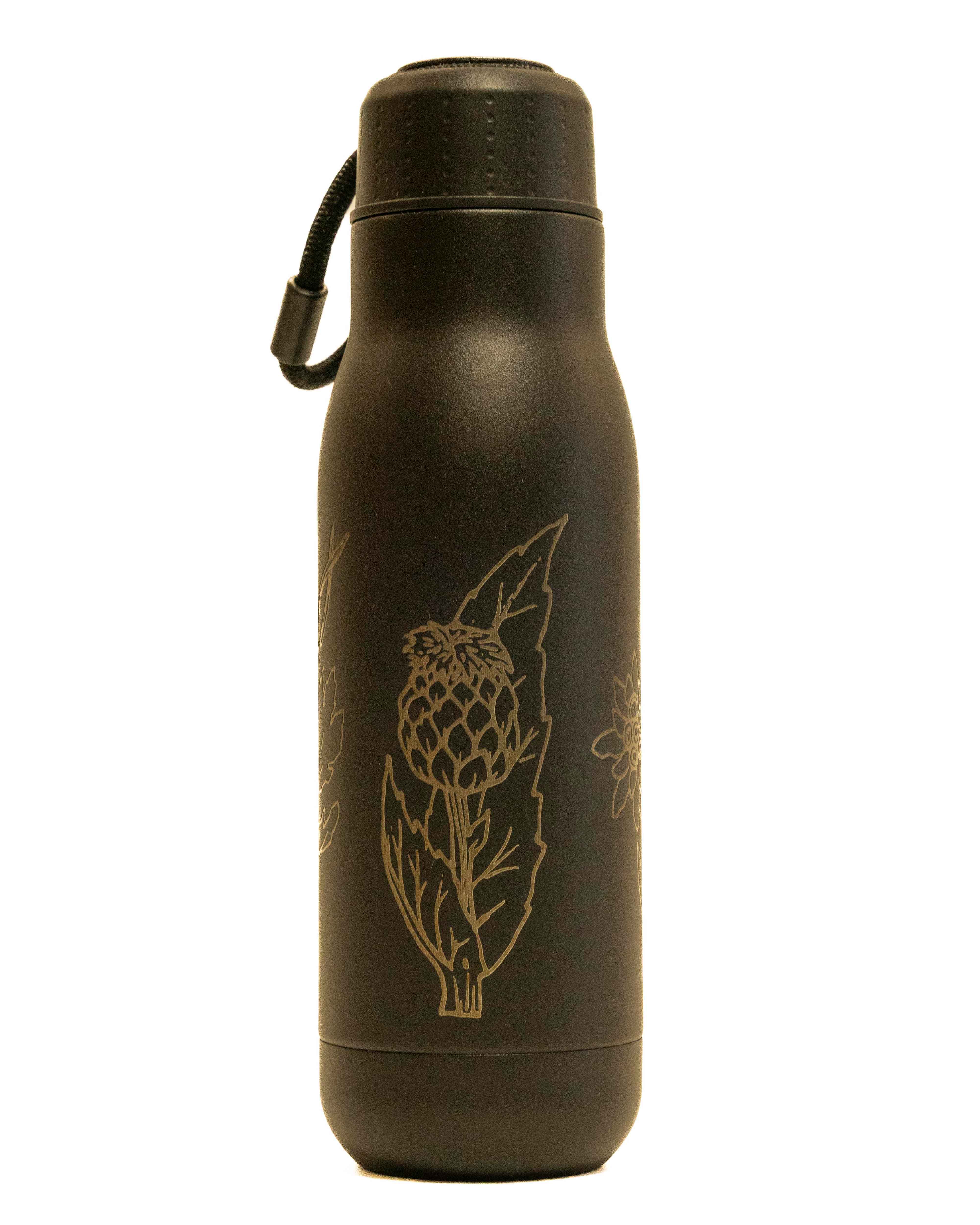 Thermosflasche aus Edelstahl mit Gravur - Alpenblumen