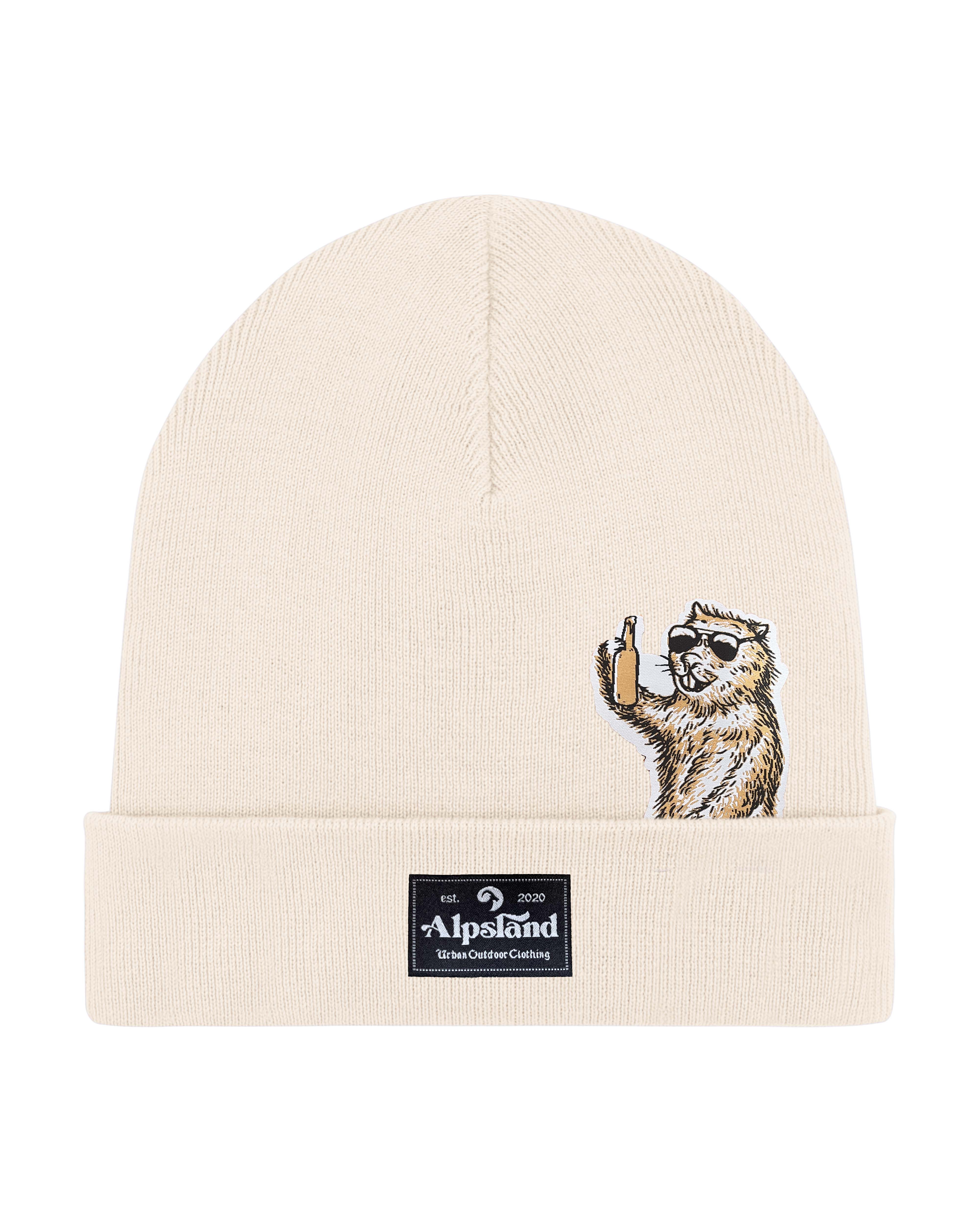 Groundhog with Beer - Organic Rib Beanie - Hat