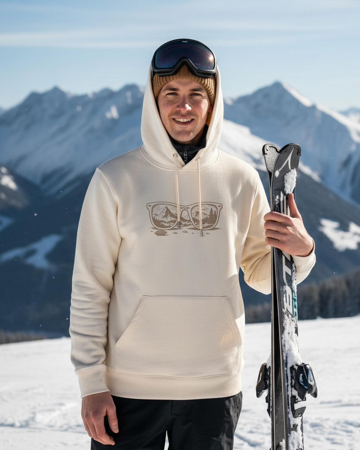 Alpenblick Unisex Hoodie Lifestyle – Alpsland – Wandern, Berge, Alpen, Aussicht