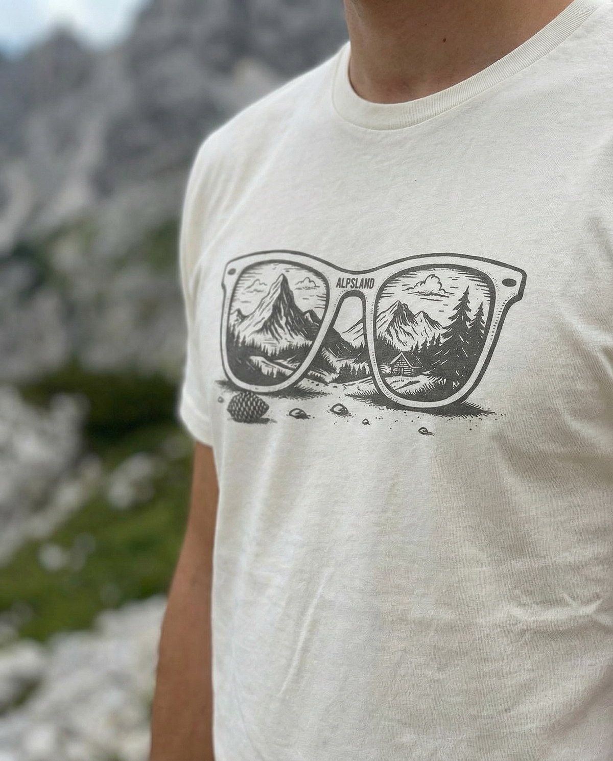 Alpenblick Herren Bio T-Shirt – Alpsland – Wandern, Berge, Alpen, Aussicht, Natur