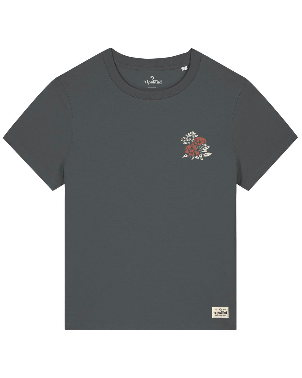 Alpenrose Pocket Damen Bio T-Shirt – Alpsland – Wandern, Alpenrose, Alpen, Blumen