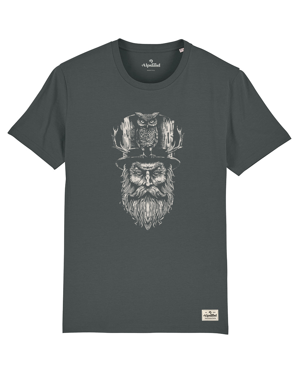 Mann mit Eule Herren Bio T-Shirt – Alpsland – Wandern, Eule, Natur, Alpen