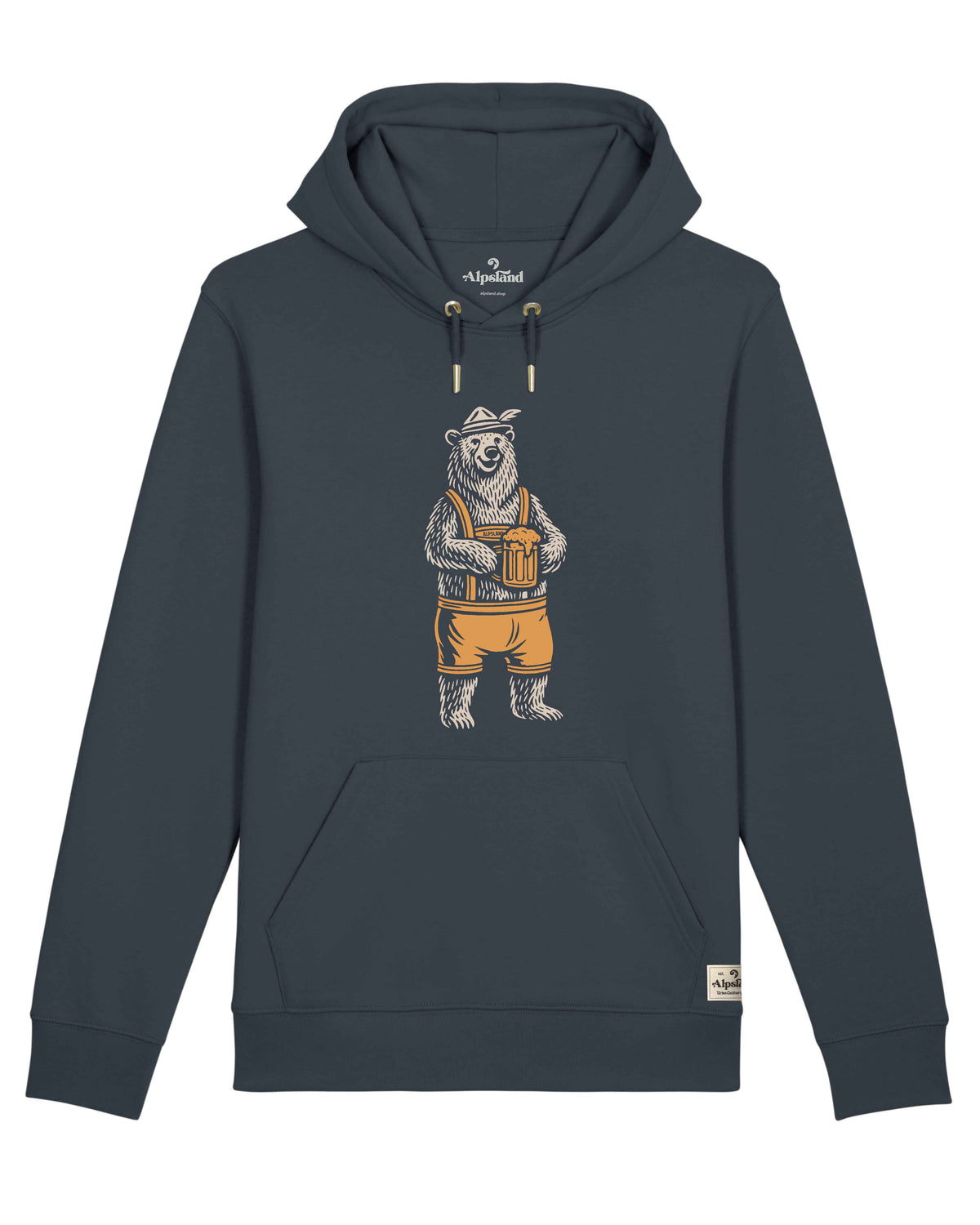 Bierbär Unisex Hoodie – Alpsland – Wandern, Bär, Bier, Alpen, Humor