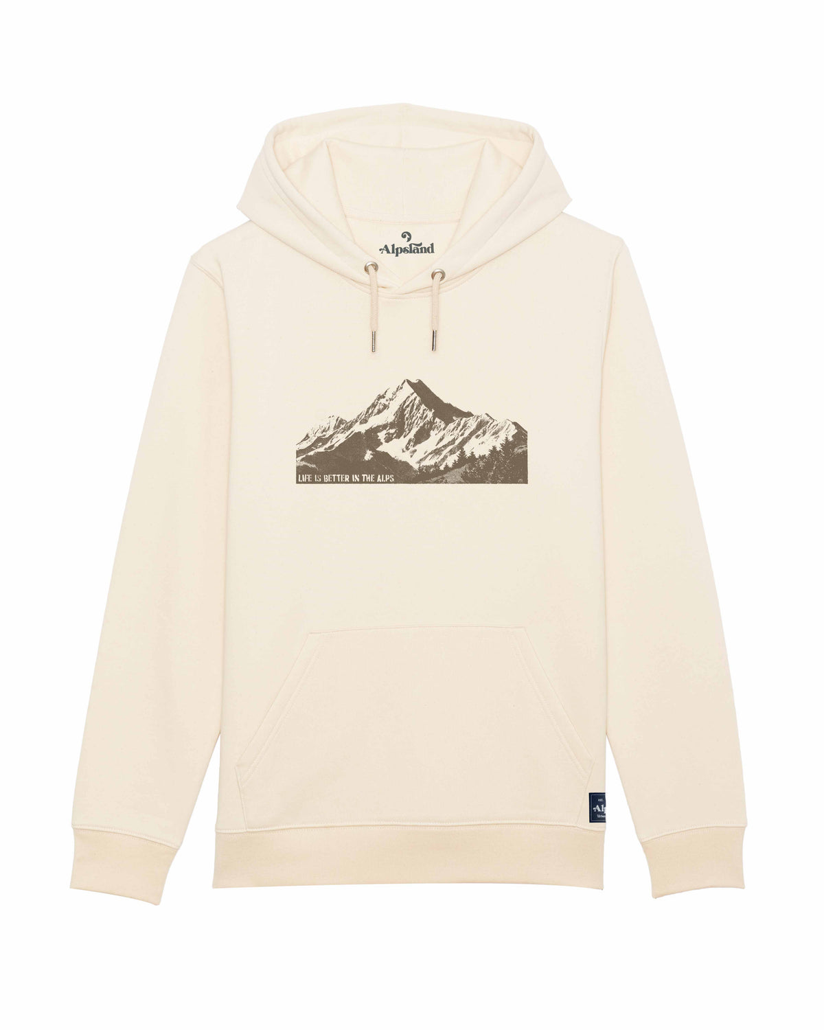 Bergsilhouette Alpen Unisex Bio Hoodie – Alpsland – Wandern, Berge, Silhouette, Alpen