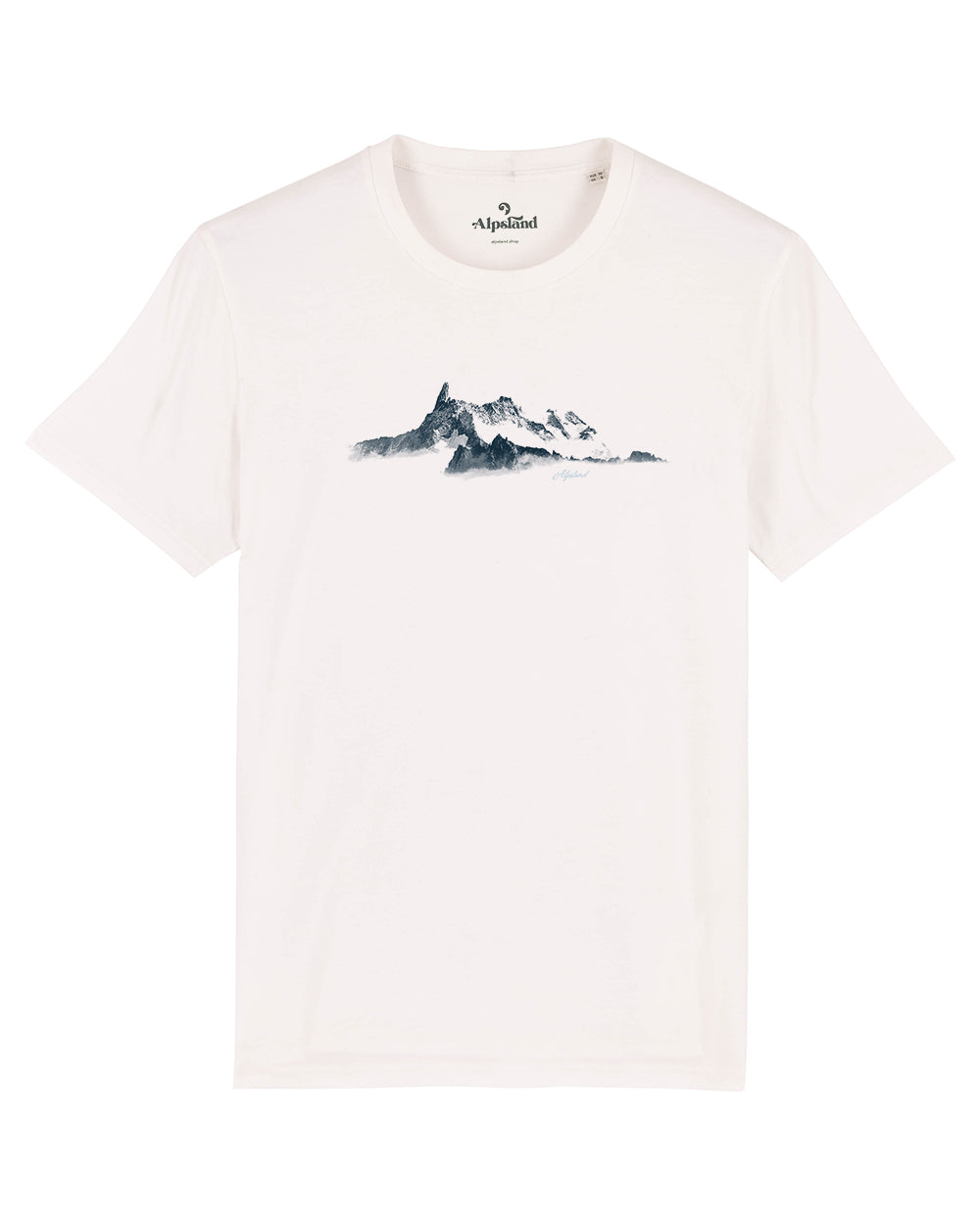 Blauer Winterberg Herren Bio T-Shirt – Alpsland – Winter, Berge, Schnee, Alpen
