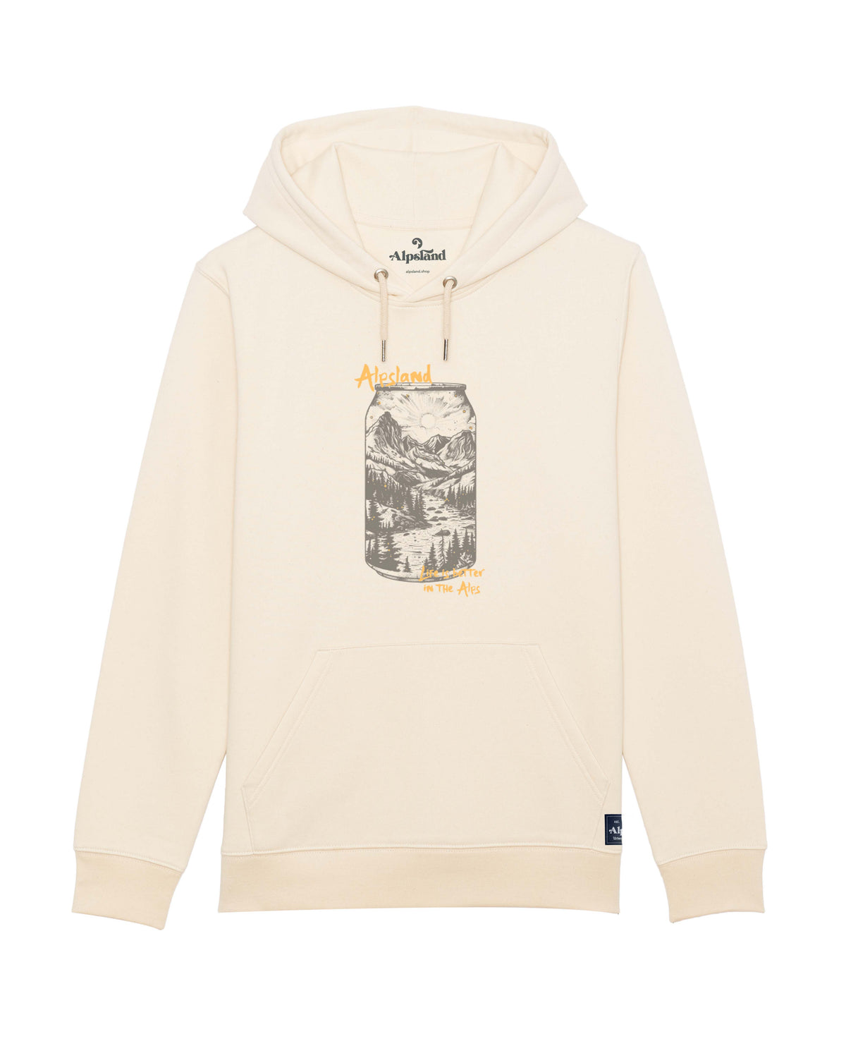 Bier mit Landschaft 2.0 Unisex Bio Hoodie – Alpsland – Wandern, Bier, Berge, Alpen