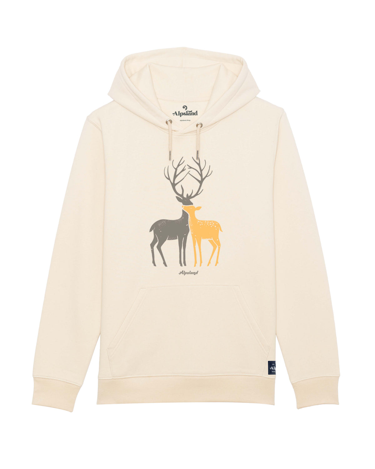 Rehe Unisex Bio Hoodie – Alpsland – Wandern, Rehe, Natur, Alpen