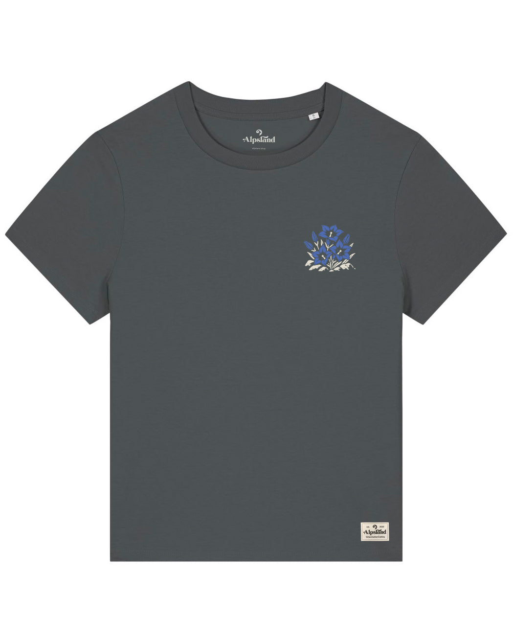 Enzian Pocket Damen Bio T-Shirt – Alpsland – Wandern, Enzian, Alpen, Blumen
