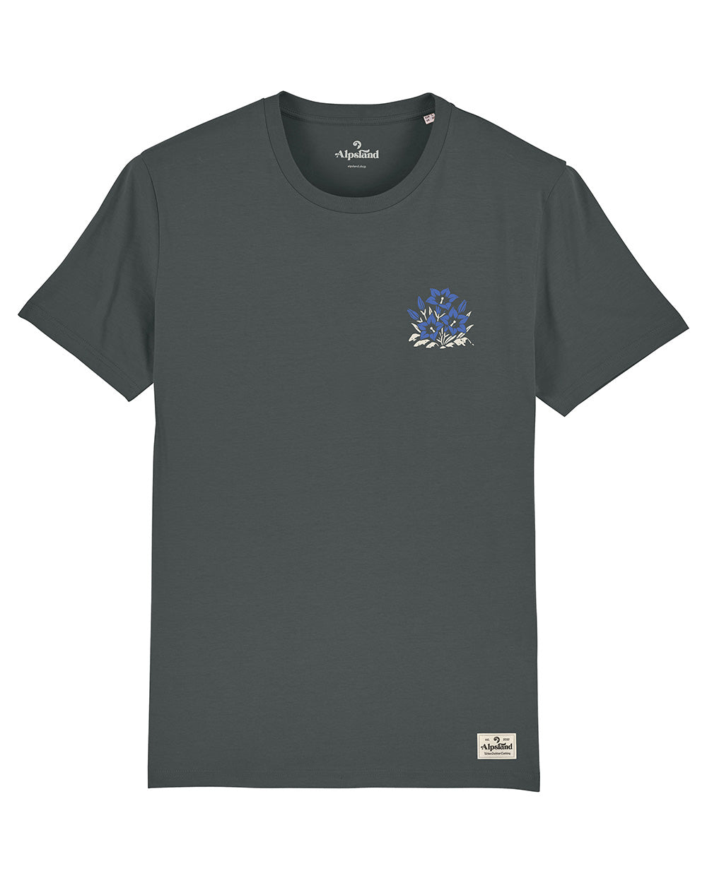 Enzian Pocket Herren Bio T-Shirt – Alpsland – Wandern, Enzian, Alpen, Blumen