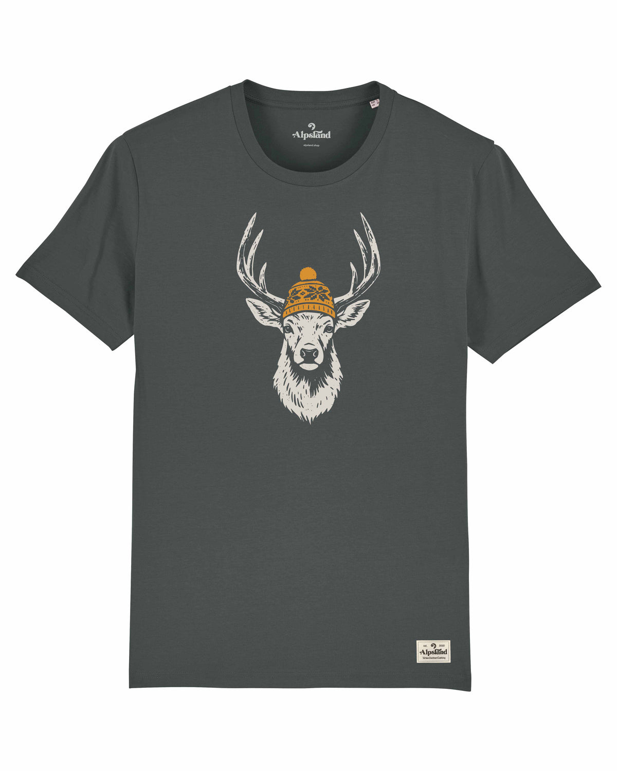 Alpenhirsch Deluxe Herren Bio T-Shirt – Alpsland – Wandern, Hirsch, Berge, Alpen