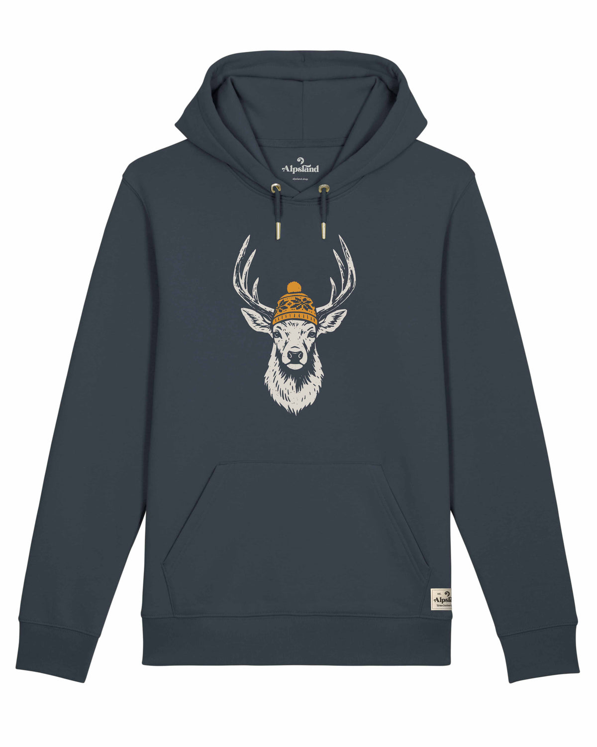 Alpenhirsch Deluxe Unisex Bio Hoodie – Alpsland – Wandern, Hirsch, Berge, Alpen