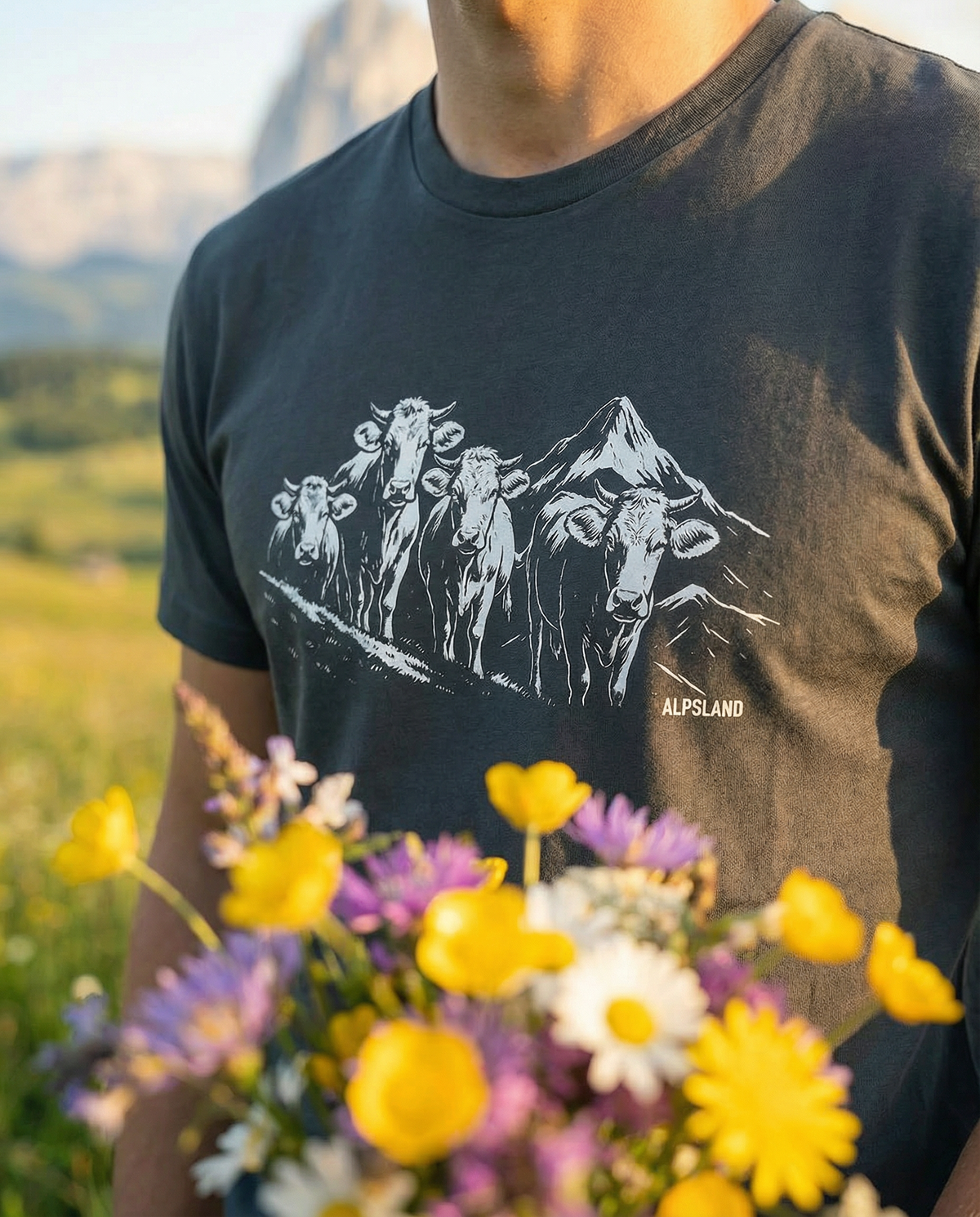 Kuhparade Herren Bio T-Shirt – Alpsland – Wandern, Kuh, Alpen, Alm