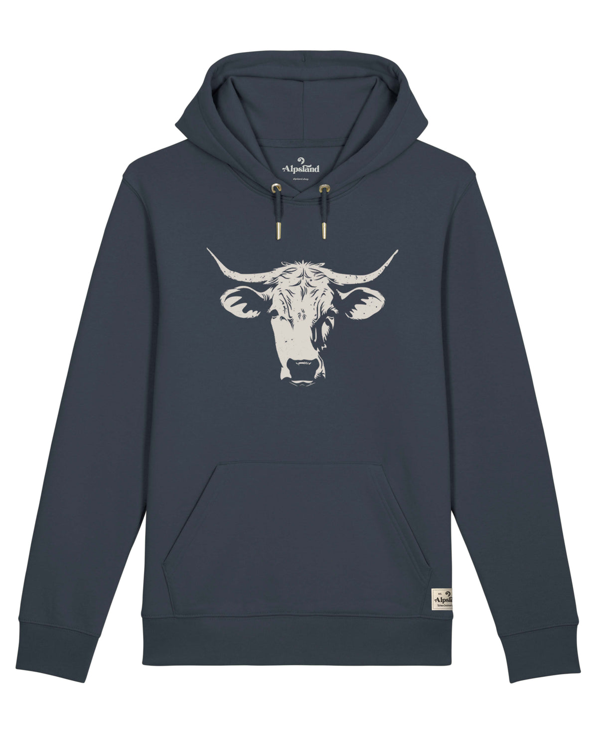 Kuh Unisex Bio Hoodie – Alpsland – Wandern, Kuh, Alpen, Alm