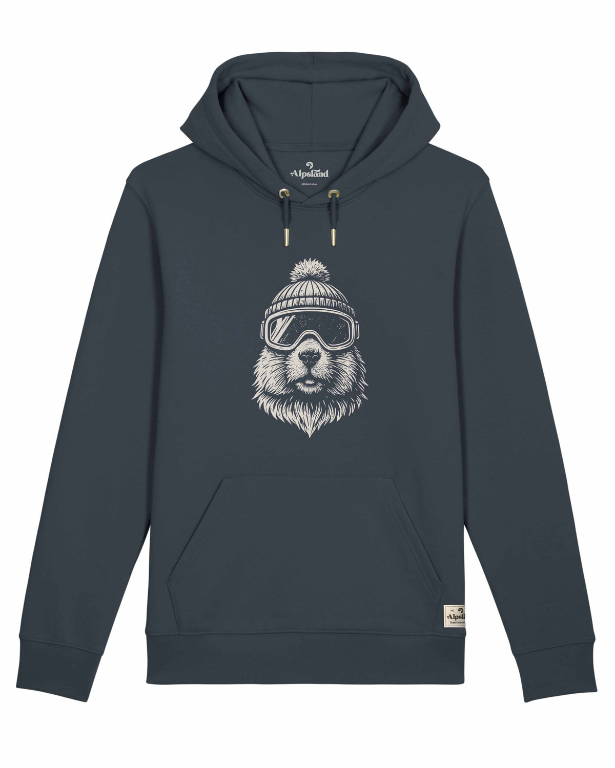 Murmeltier Powder Pro Unisex Bio Hoodie – Alpsland – Skifahren, Murmeltier, Freeride