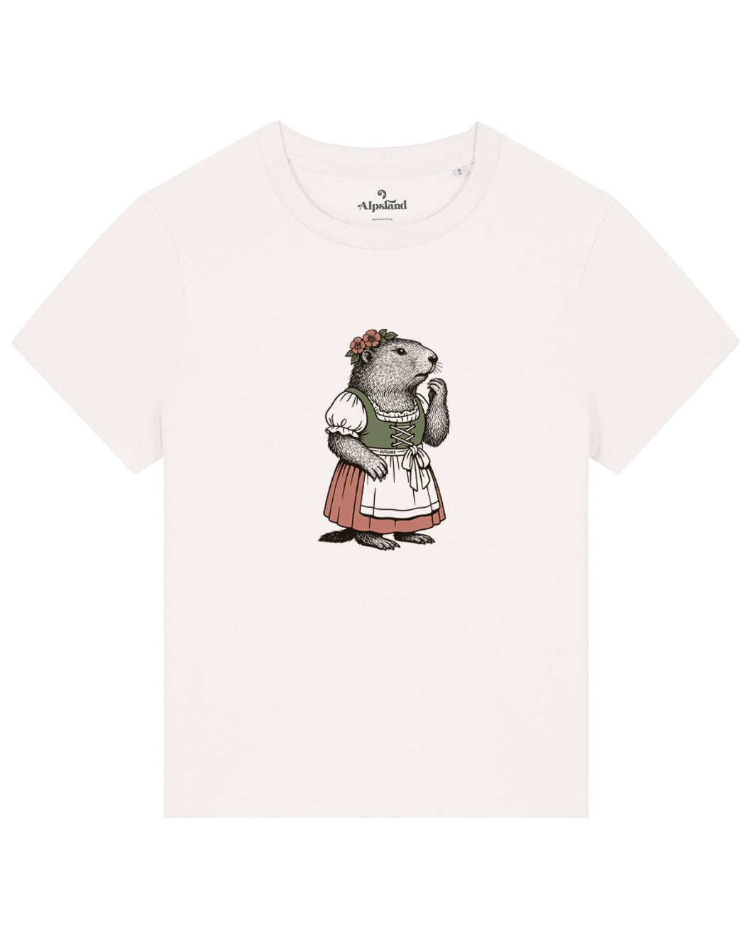 Alpen-Murmeltier im Dirndl Damen Bio T-Shirt – Alpsland – Murmeltier, Dirndl