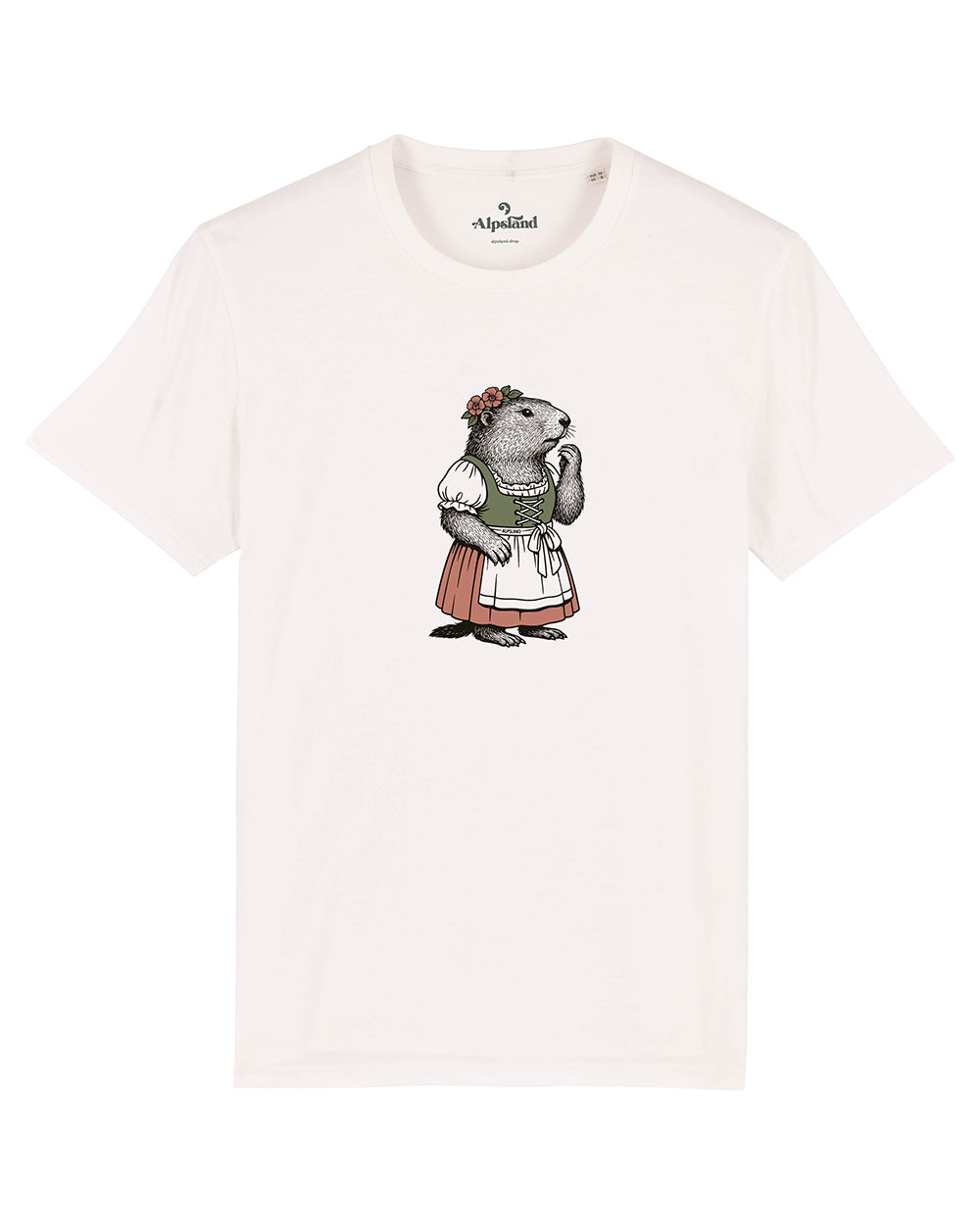 Alpen-Murmeltier im Dirndl Herren Bio T-Shirt – Alpsland – Murmeltier, Dirndl