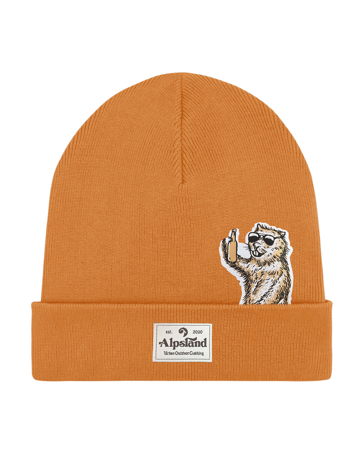 Murmeltier mit Bier Beanie Mütze – Alpsland – Winter, Outdoor, Murmeltier, Bier