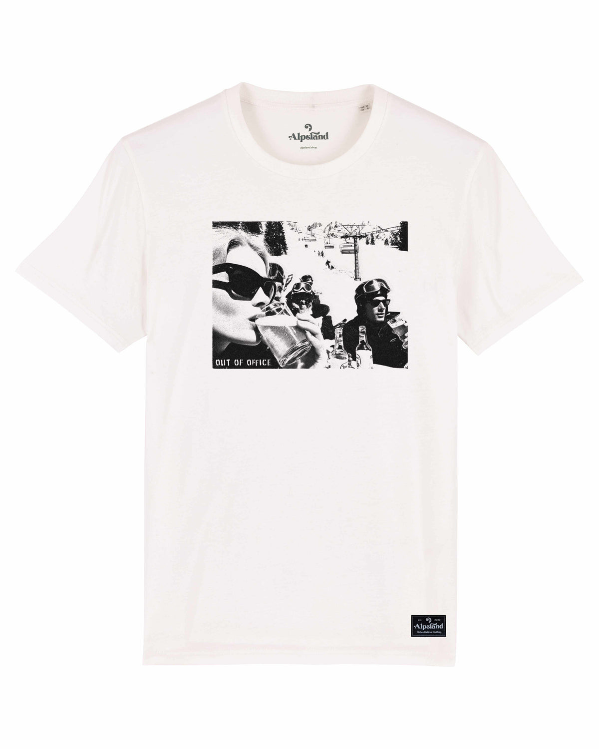 Out of Office Herren Bio T-Shirt – Alpsland – Skifahren, Après-Ski, Winter, Humor