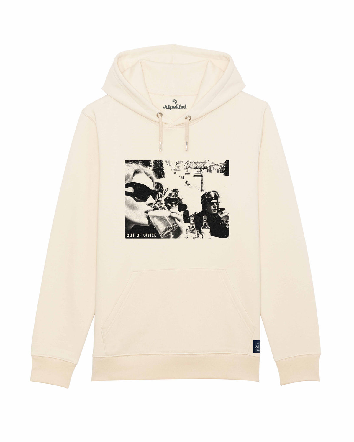 Out of Office Unisex Bio Hoodie – Alpsland – Skifahren, Après-Ski, Winter, Humor