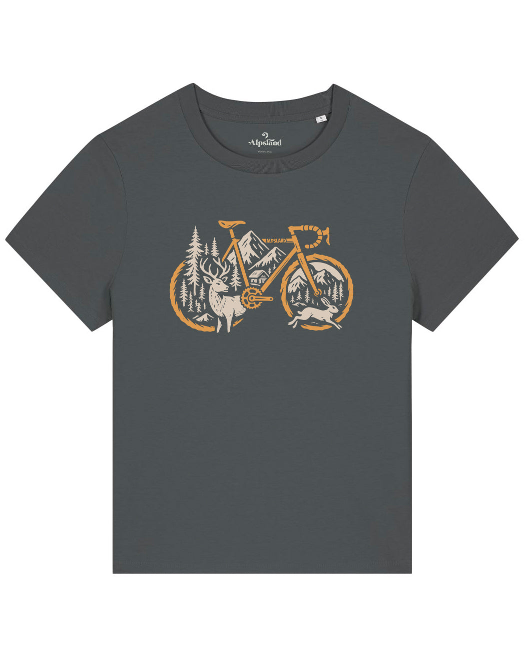 Alpenrad Tiere Damen Bio T-Shirt – Alpsland – Radfahren, Tiere, Berge, Alpen