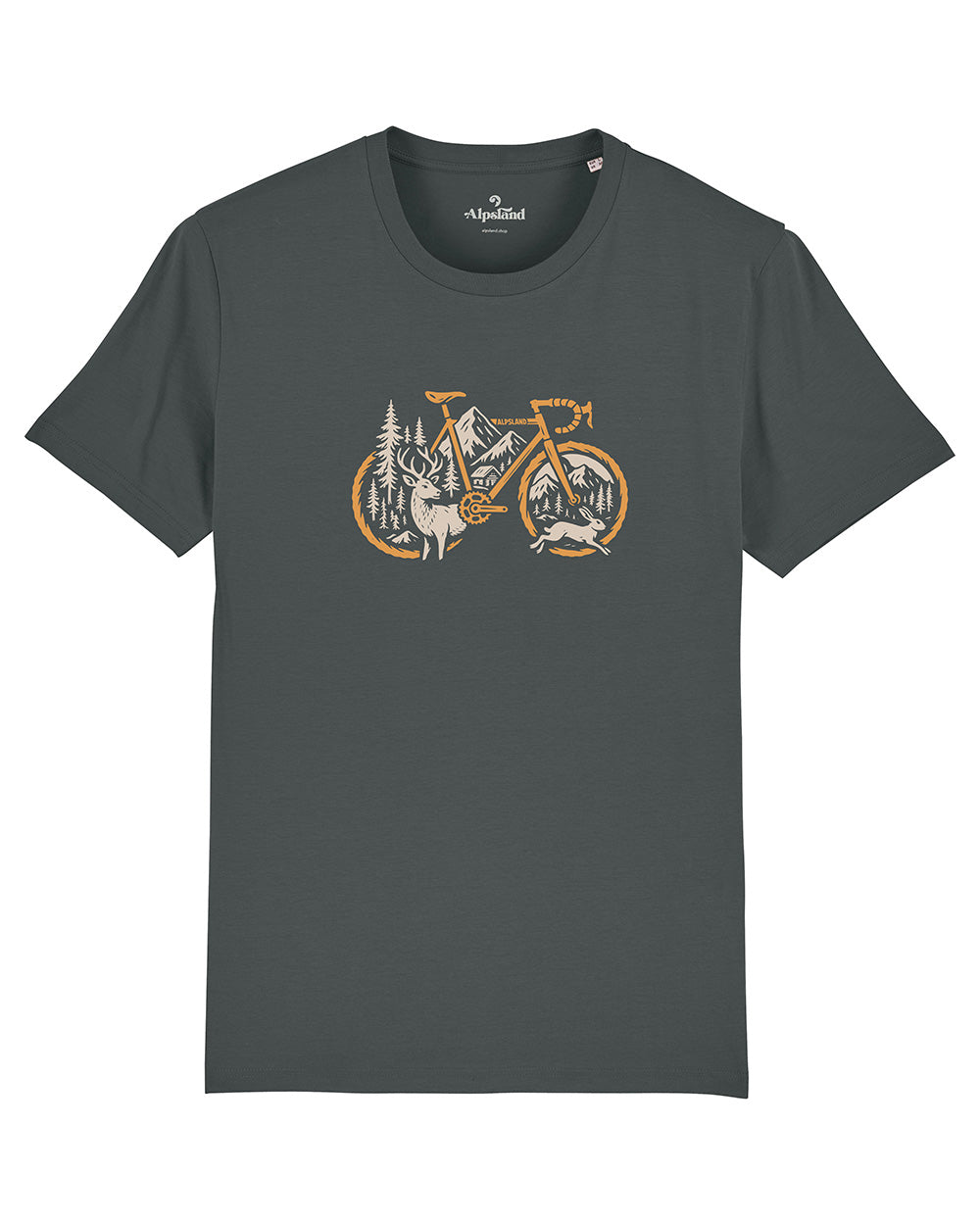Alpenrad Tiere Herren Bio T-Shirt – Alpsland – Radfahren, Tiere, Berge, Alpen