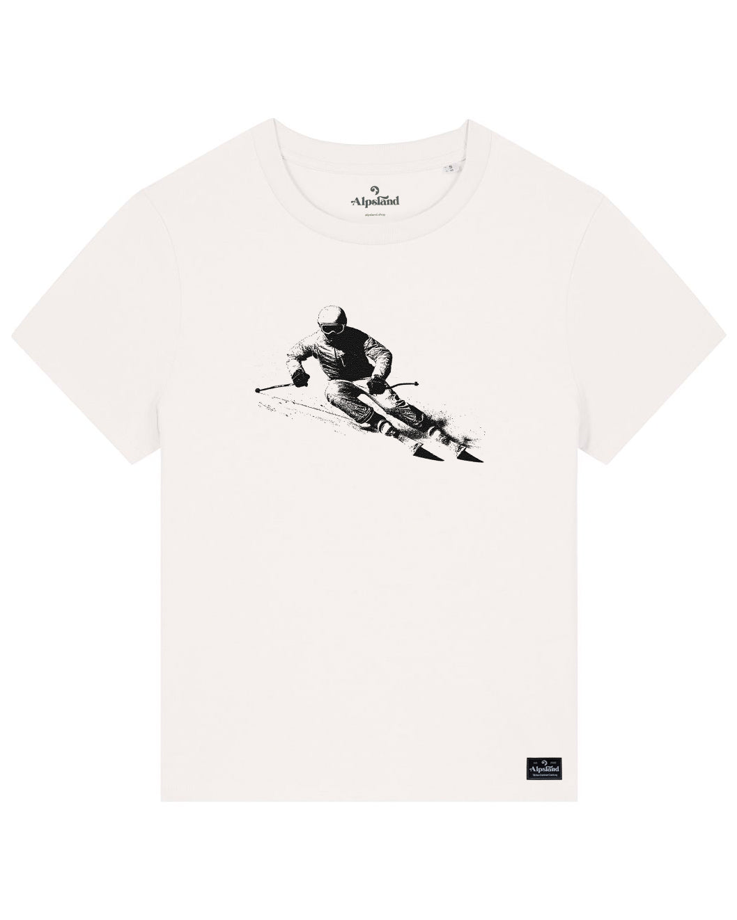 Powder Hunter Damen Bio T-Shirt – Alpsland – Skifahren, Après-Ski, Winter, Freeride