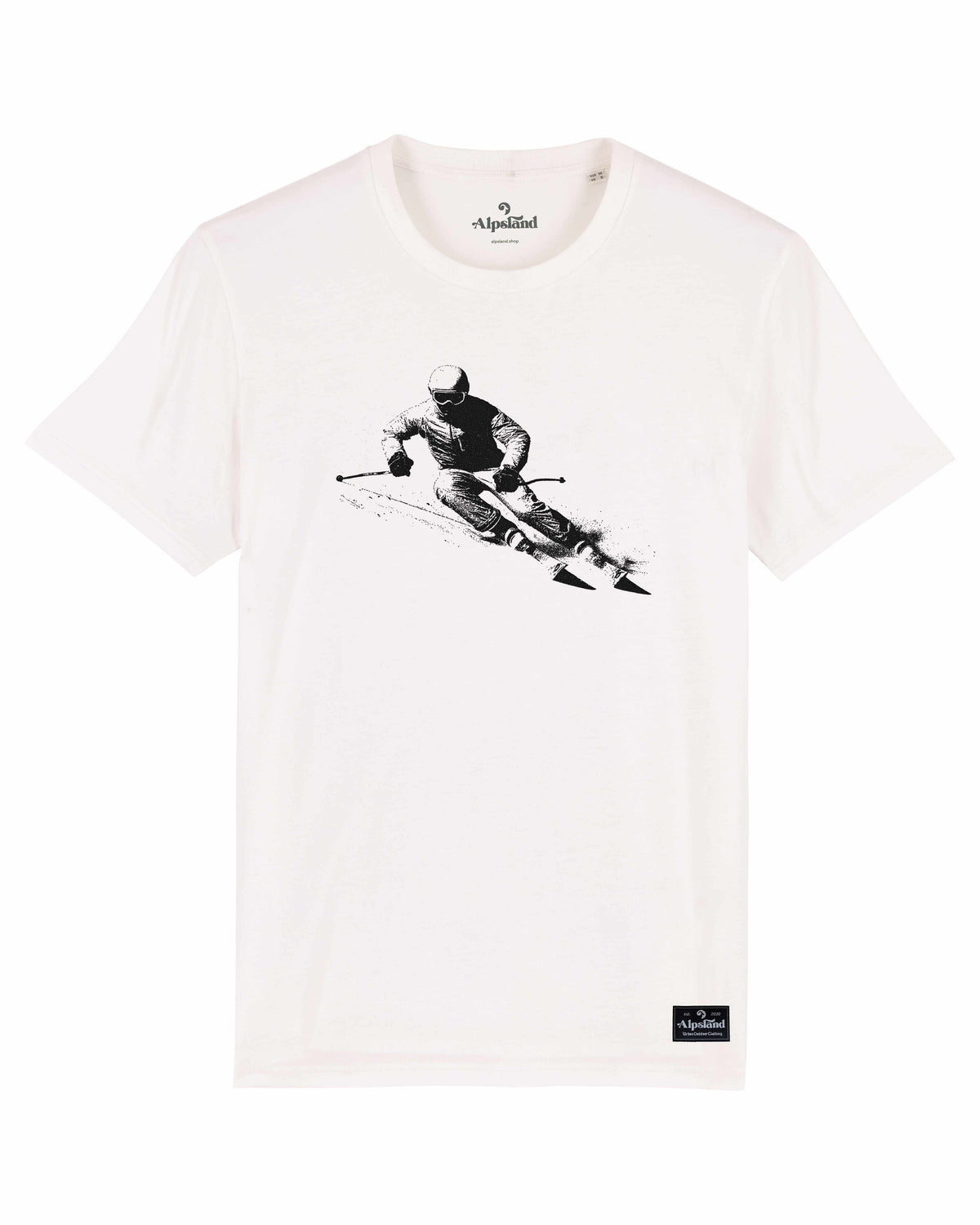 Powder Hunter Herren Bio T-Shirt – Alpsland – Skifahren, Après-Ski, Winter, Freeride