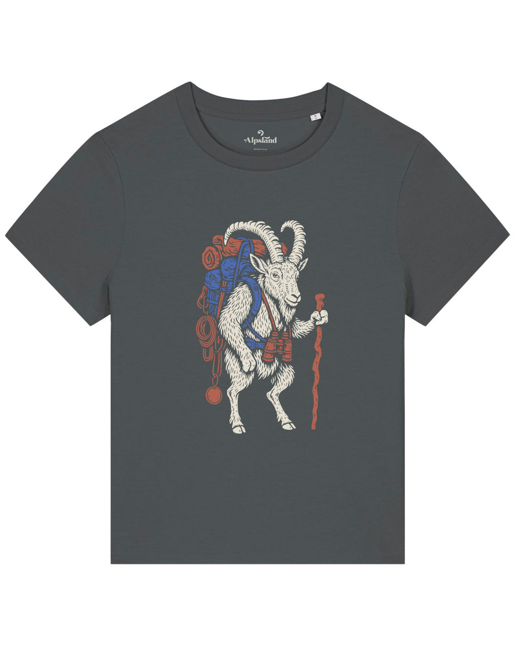 Wanderbock Damen Bio T-Shirt – Alpsland – Wandern, Berge, Bock, Alpen