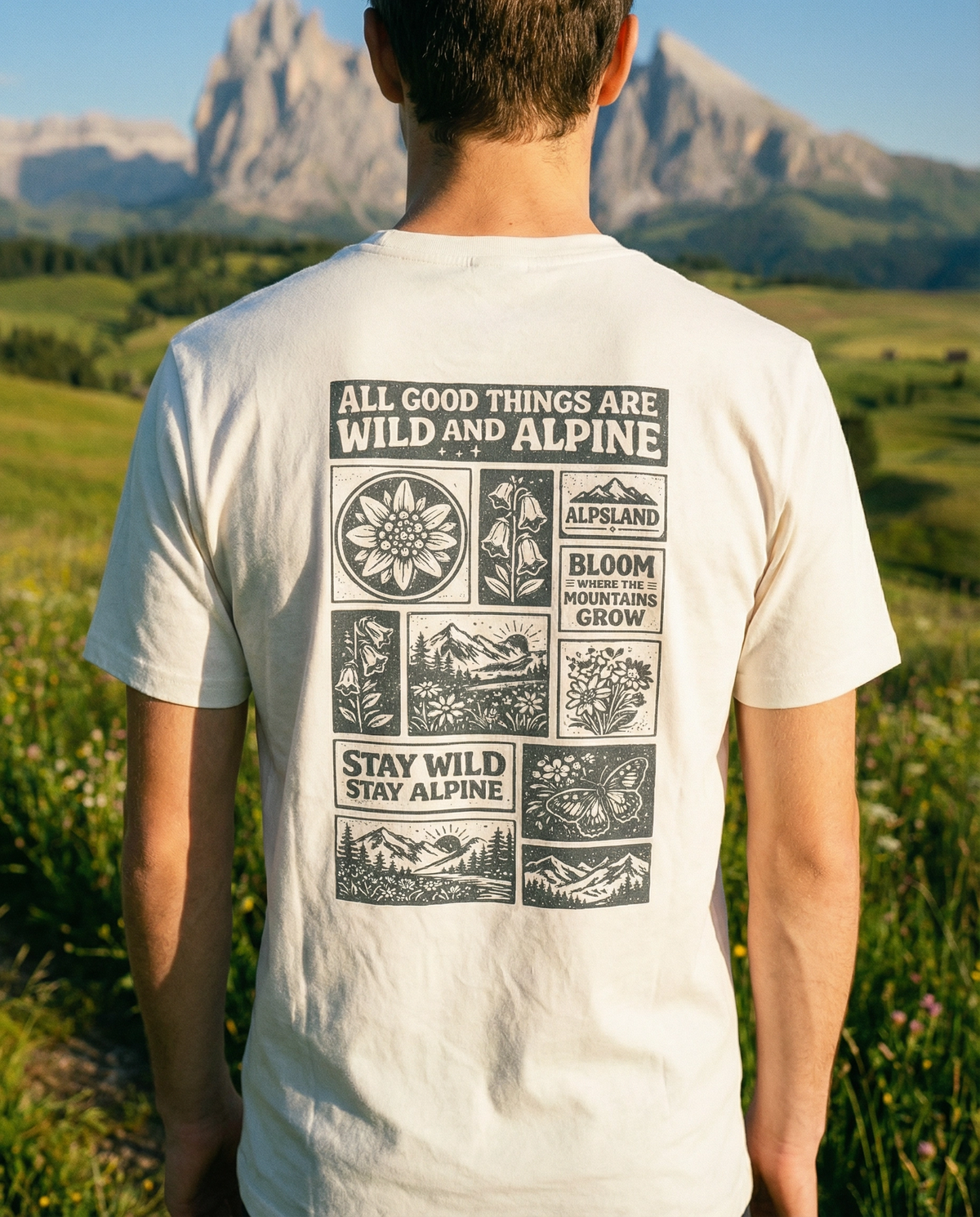 Wild and Alpine Herren Bio T-Shirt – Alpsland – Wandern, Natur, Alpen, Outdoor