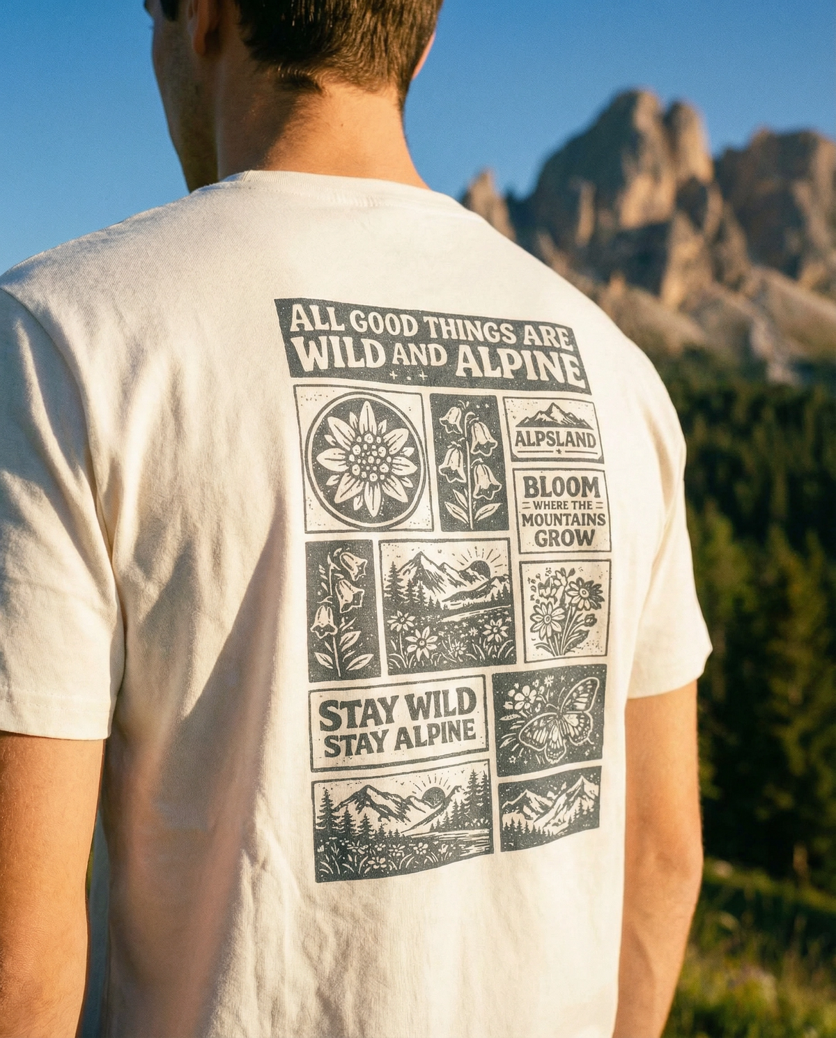 Wild and Alpine Herren Bio T-Shirt – Alpsland – Wandern, Natur, Alpen, Outdoor