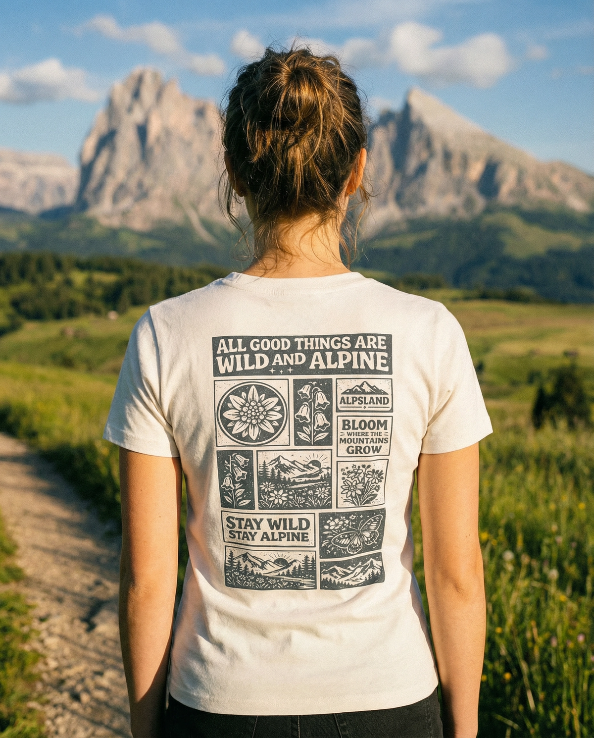 Wild and Alpine Damen Bio T-Shirt – Alpsland – Wandern, Natur, Alpen, Outdoor
