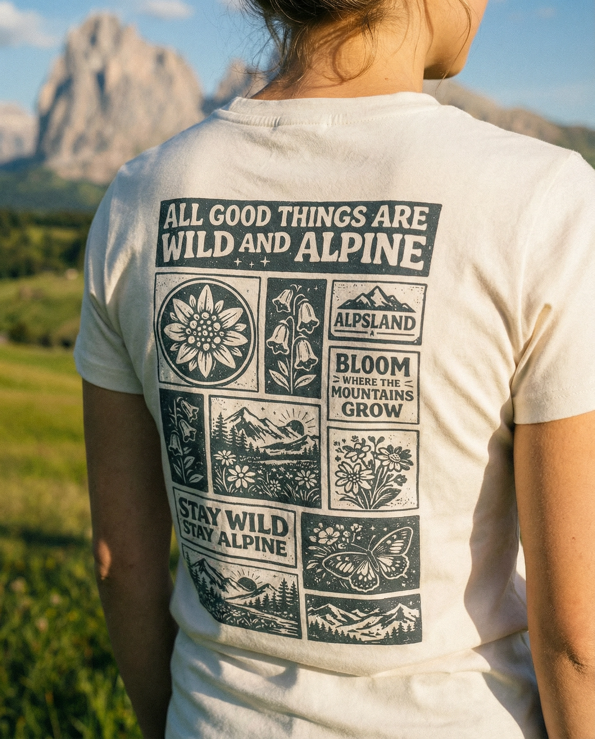 Wild and Alpine Damen Bio T-Shirt – Alpsland – Wandern, Natur, Alpen, Outdoor