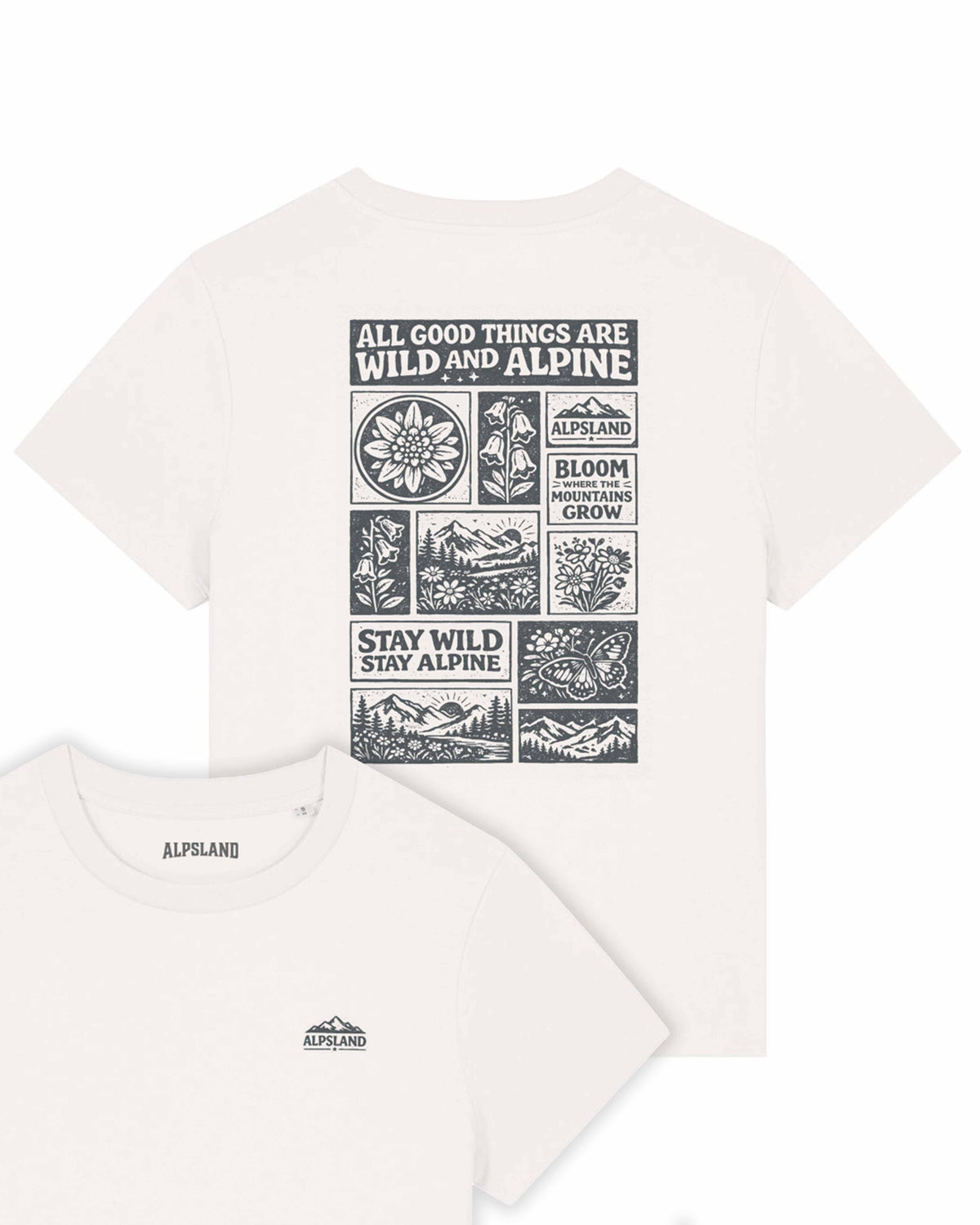 Wild and Alpine Damen Bio T-Shirt – Alpsland – Wandern, Natur, Alpen, Outdoor