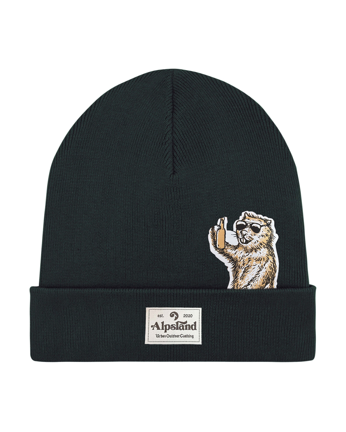 Murmeltier mit Bier Beanie Mütze – Alpsland – Winter, Outdoor, Murmeltier, Bier