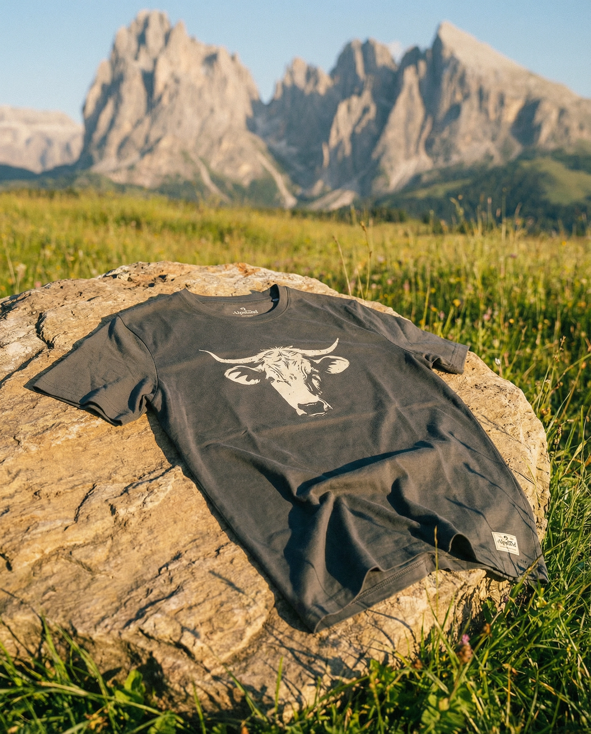Kuh Herren Bio T-Shirt – Alpsland – Wandern, Kuh, Alpen, Alm