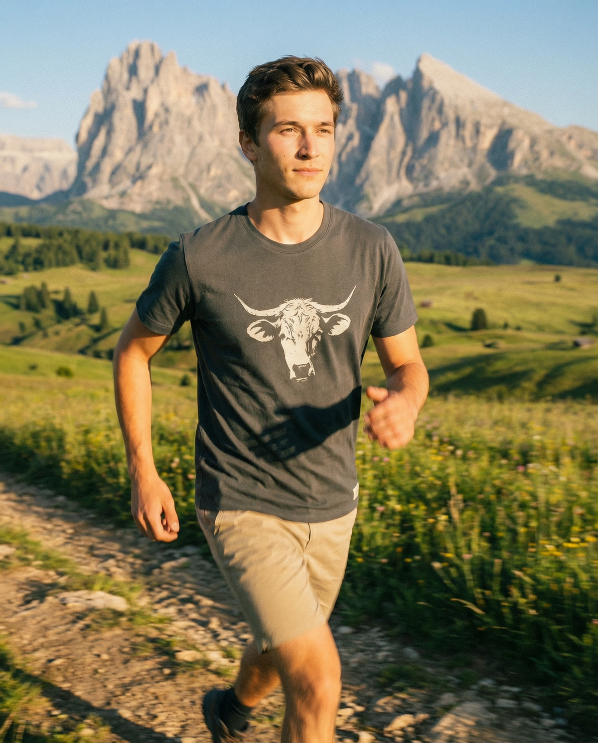 Kuh Herren Bio T-Shirt – Alpsland – Wandern, Kuh, Alpen, Alm