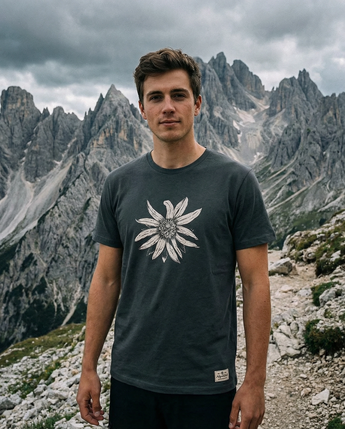 Edelweiß Herren Bio T-Shirt – Alpsland – Wandern, Edelweiß, Alpen, Blumen