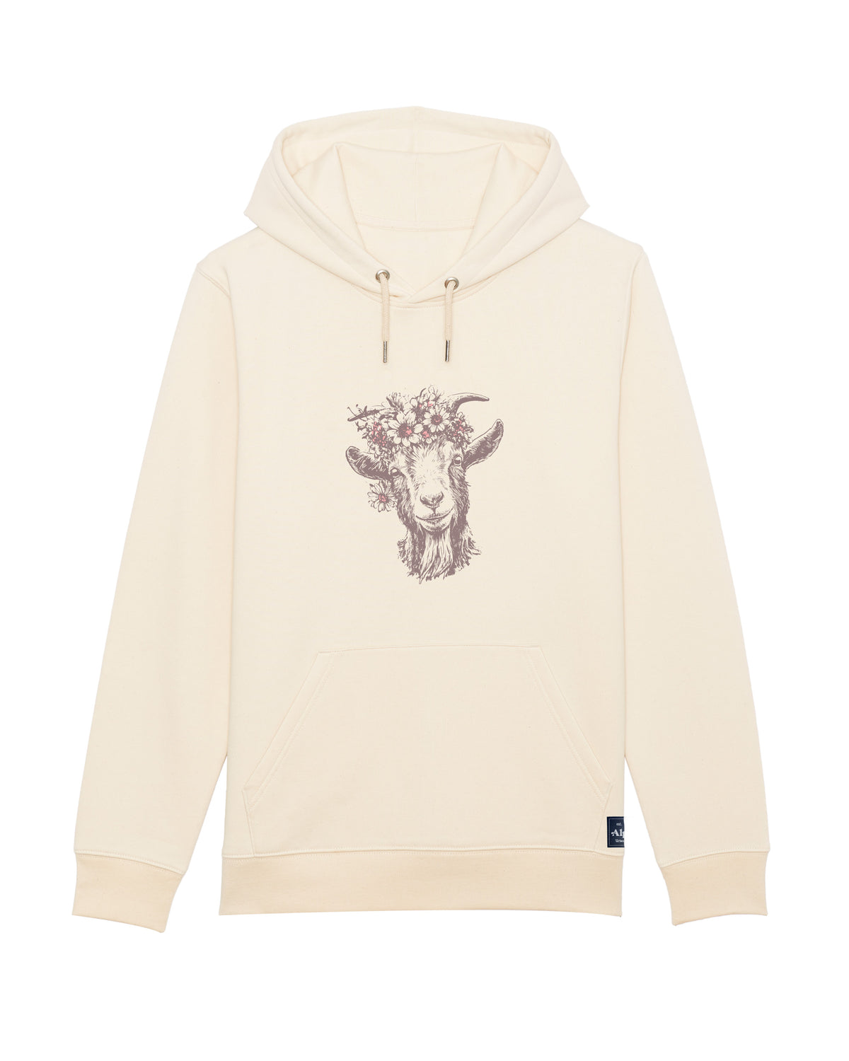 Flower Goat Unisex Organic Hoodie Natural Raw