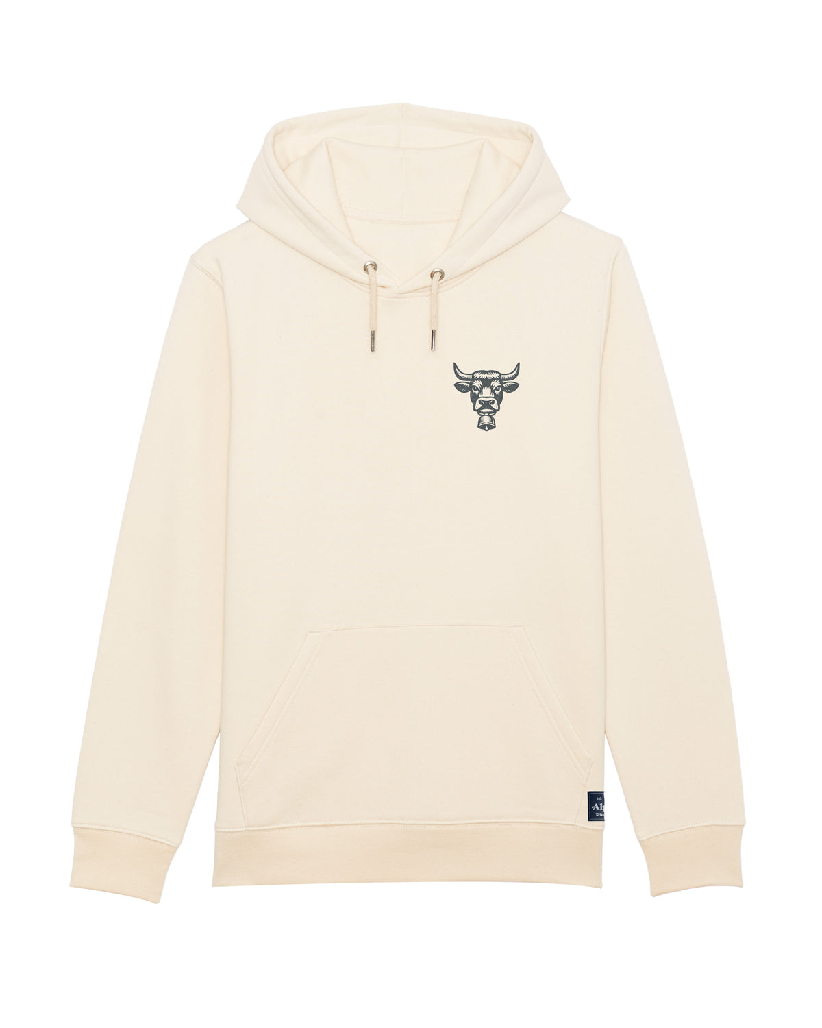 Kuh mit Kuhglocke Unisex Organic Hoodie Natural Raw