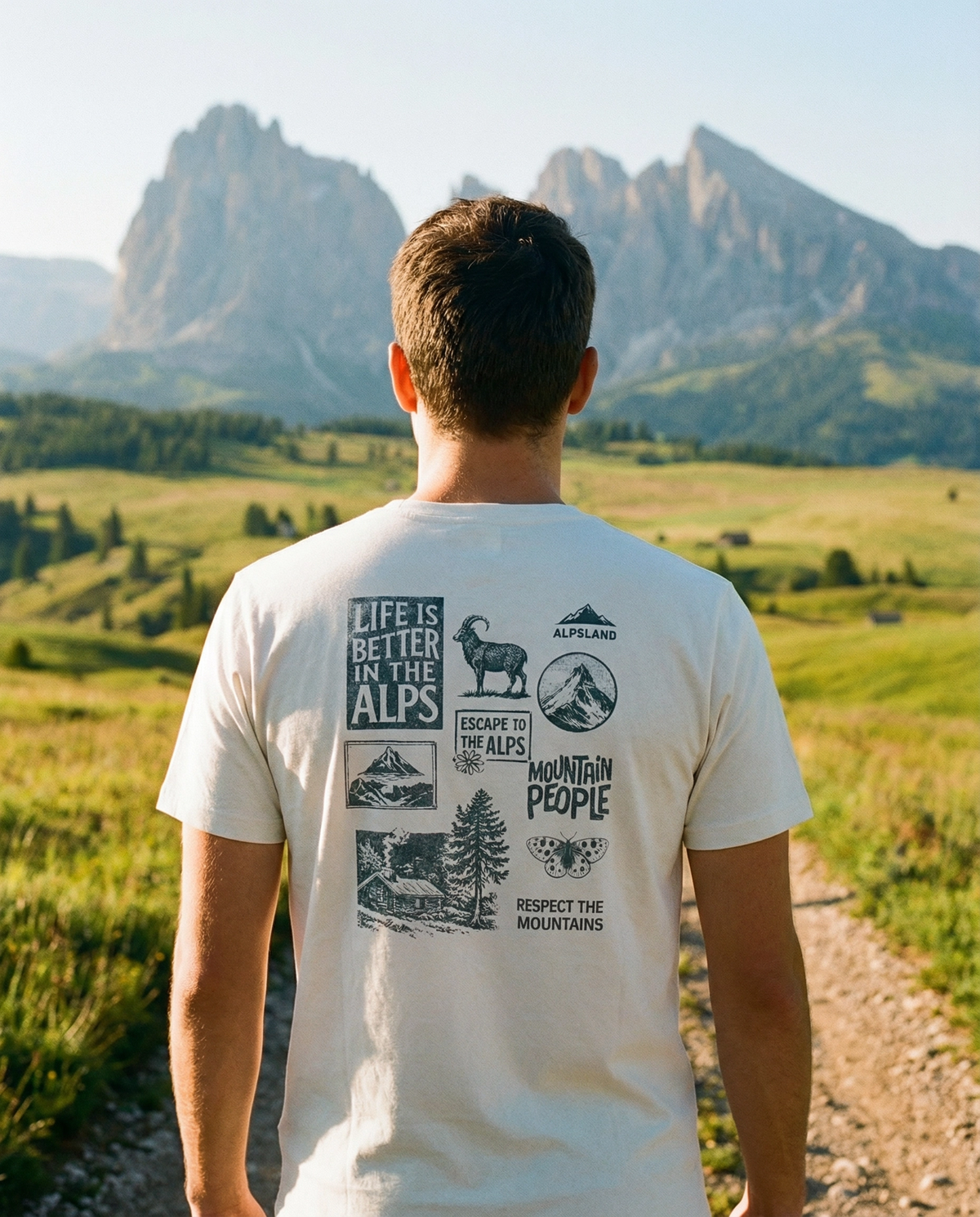 Mountain People Herren Bio T-Shirt – Alpsland – Wandern, Berge, Alpen, Natur
