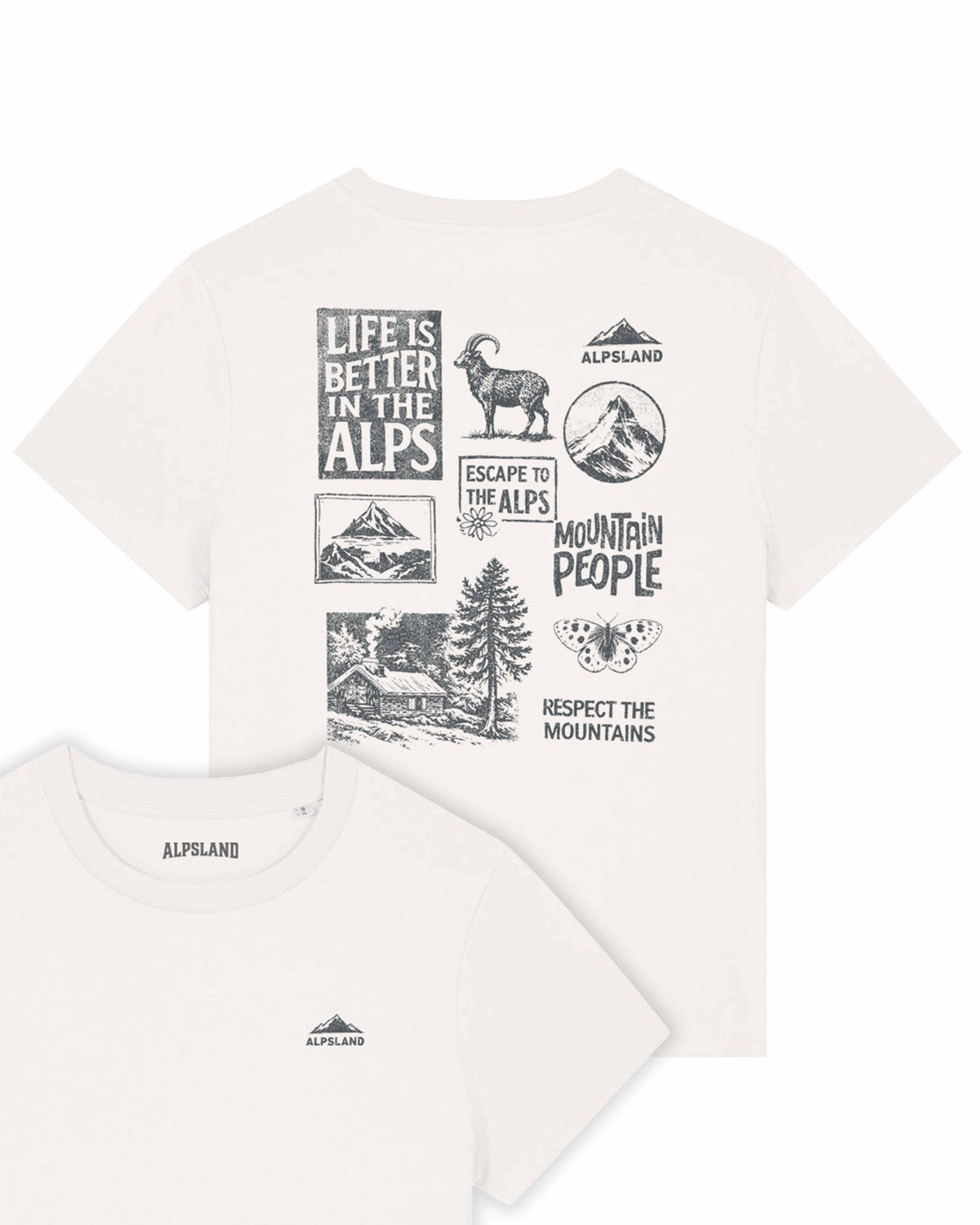Mountain People Damen Bio T-Shirt – Alpsland – Wandern, Berge, Alpen, Natur