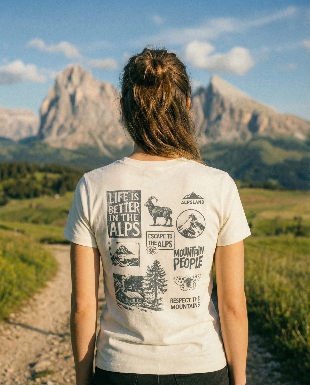 Mountain People Damen Bio T-Shirt – Alpsland – Wandern, Berge, Alpen, Natur