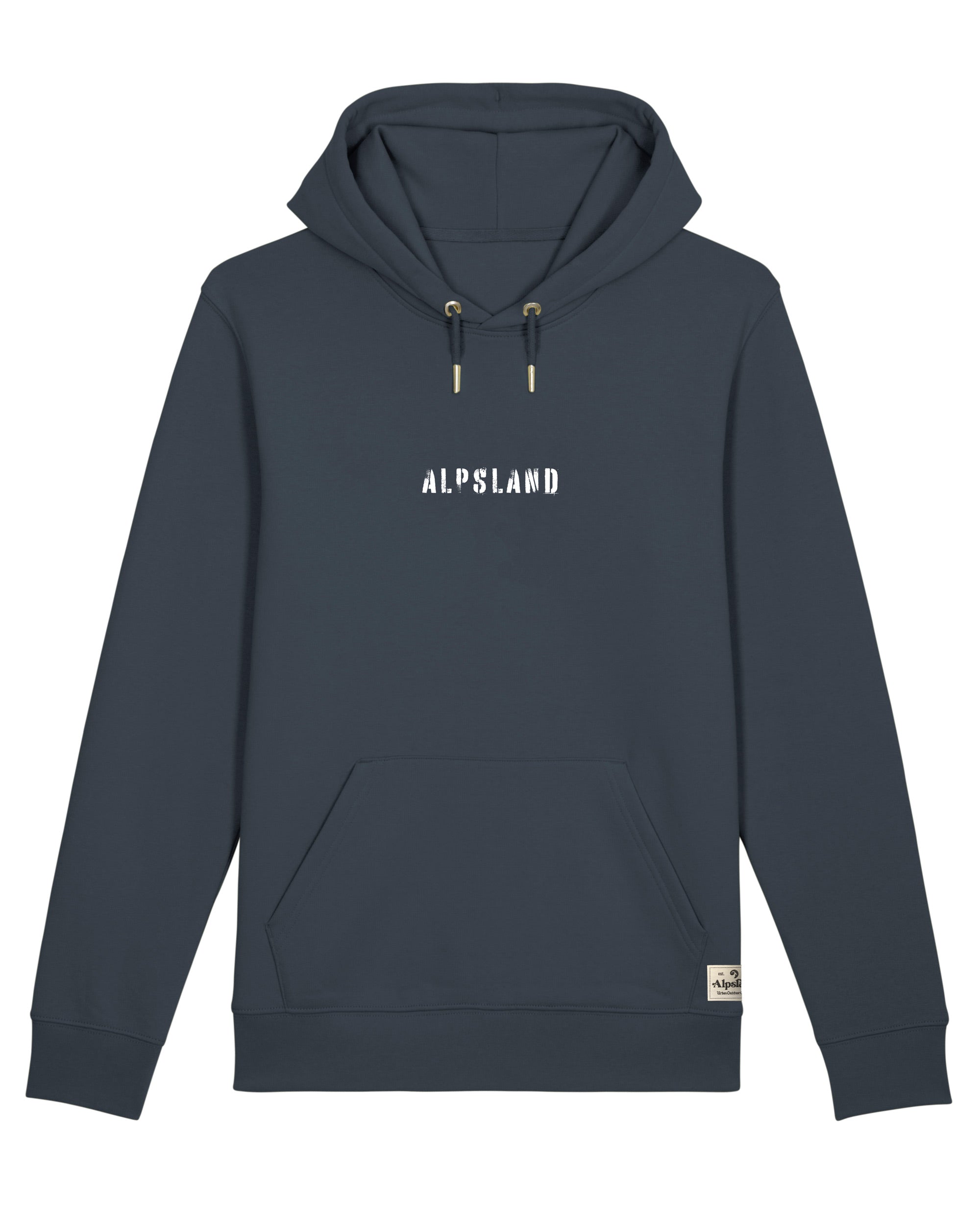 Peaks over People Unisex Organic Hoodie India Ink – Vorderseite
