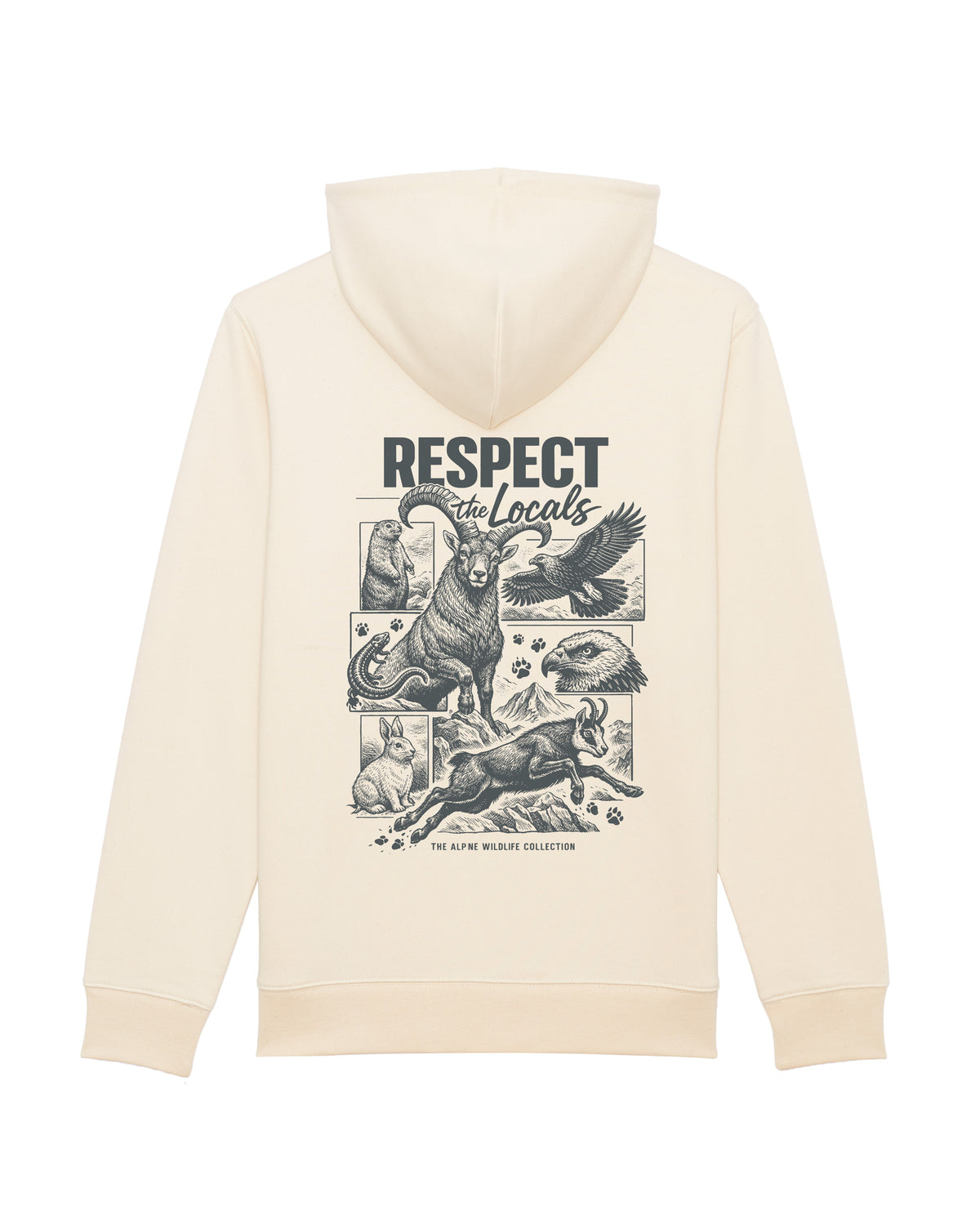 Respect the Locals Unisex Organic Hoodie Natural Raw – Rückseite