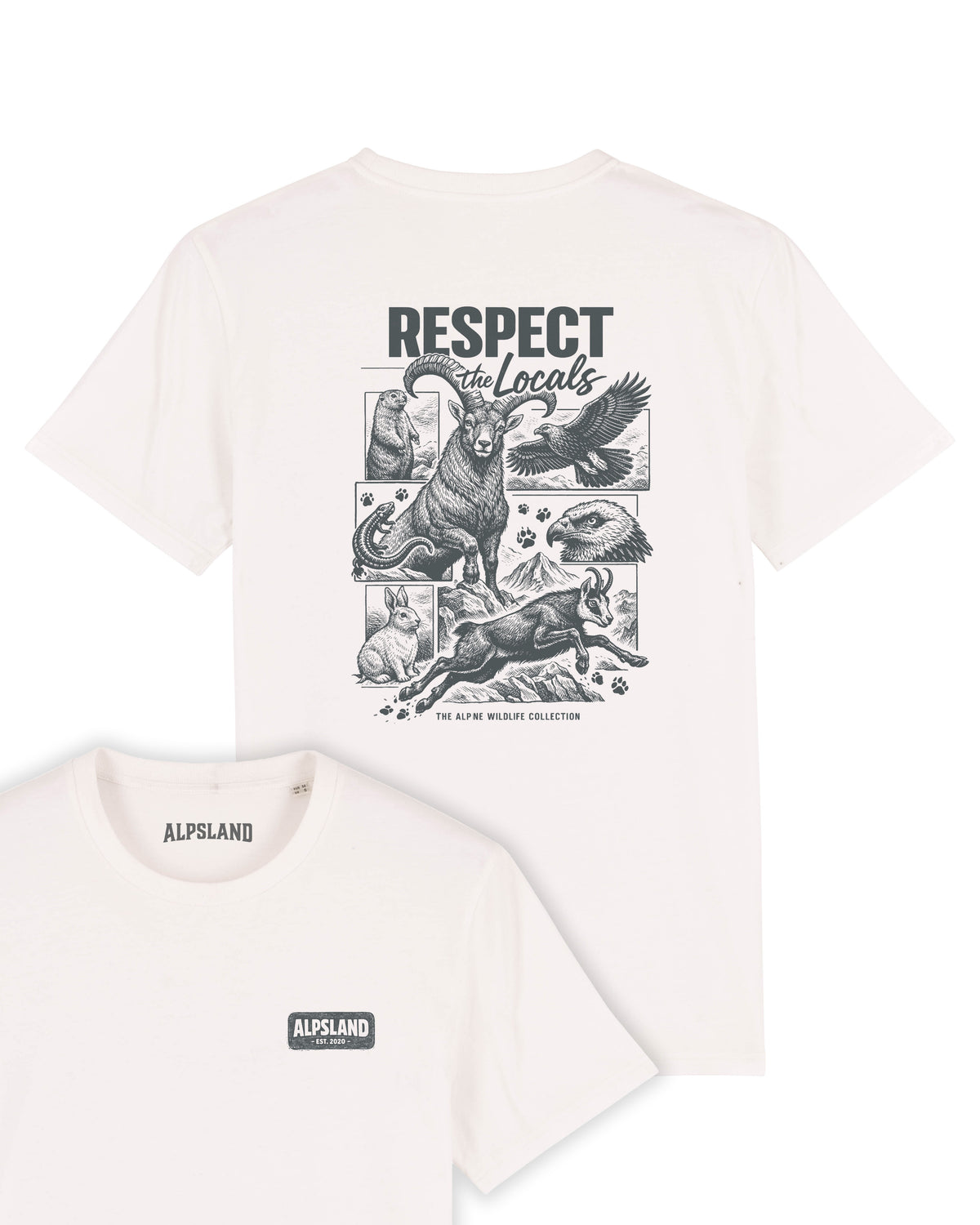 Respect the Locals Herren Bio T-Shirt – Alpsland – Wandern, Alpen, Natur, Outdoor