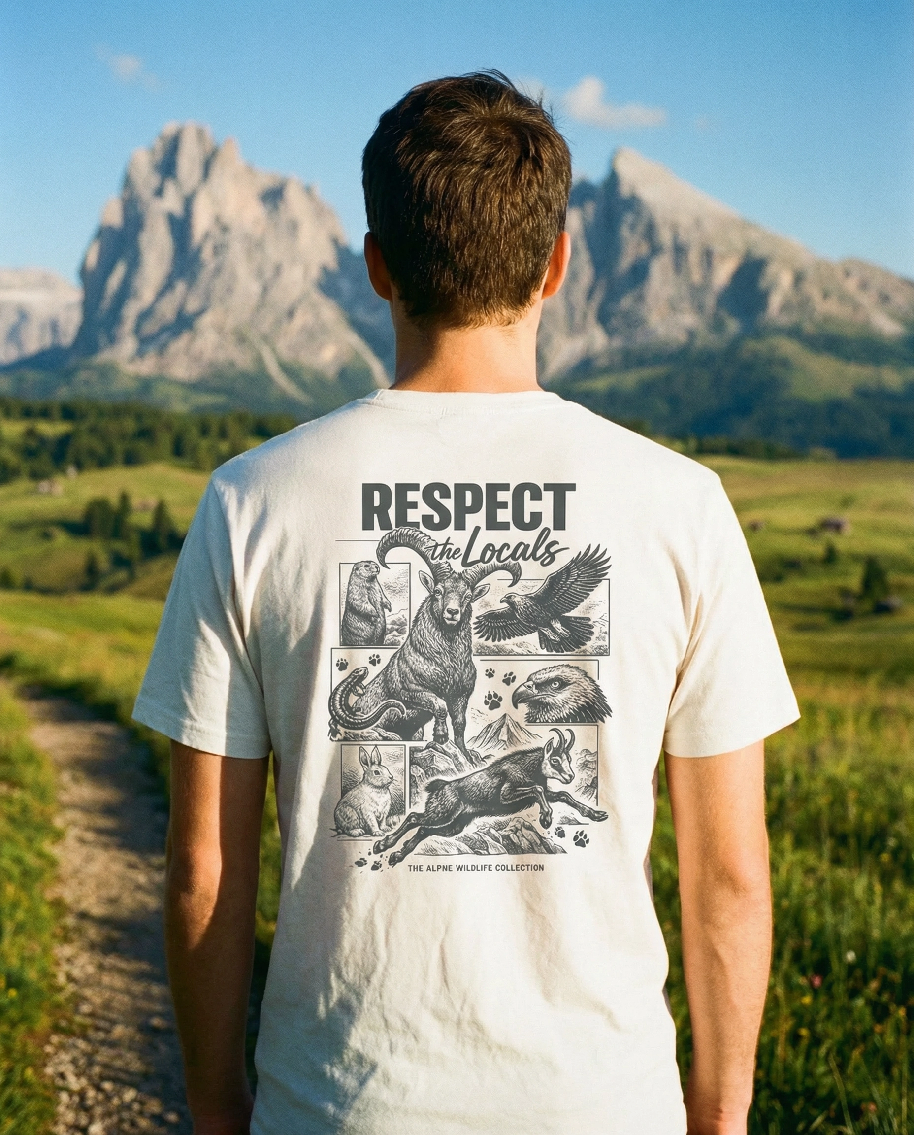 Respect the Locals Herren Bio T-Shirt – Alpsland – Wandern, Alpen, Natur, Outdoor
