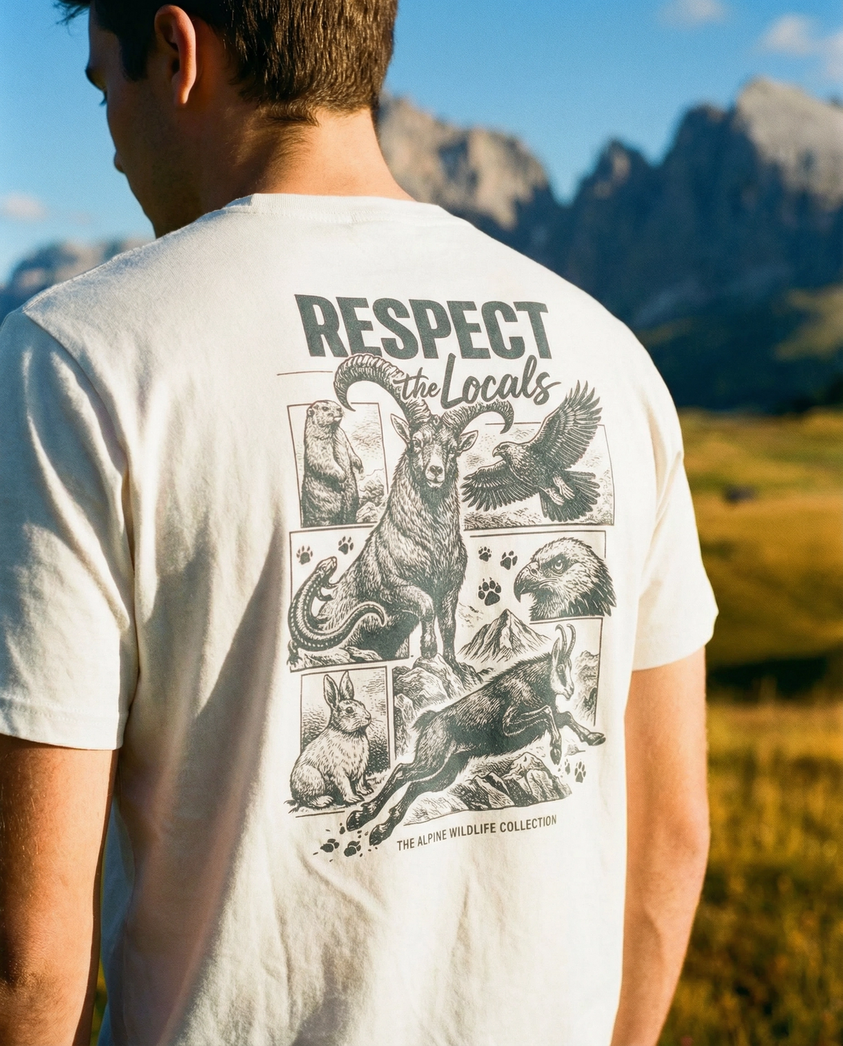 Respect the Locals Herren Bio T-Shirt – Alpsland – Wandern, Alpen, Natur, Outdoor