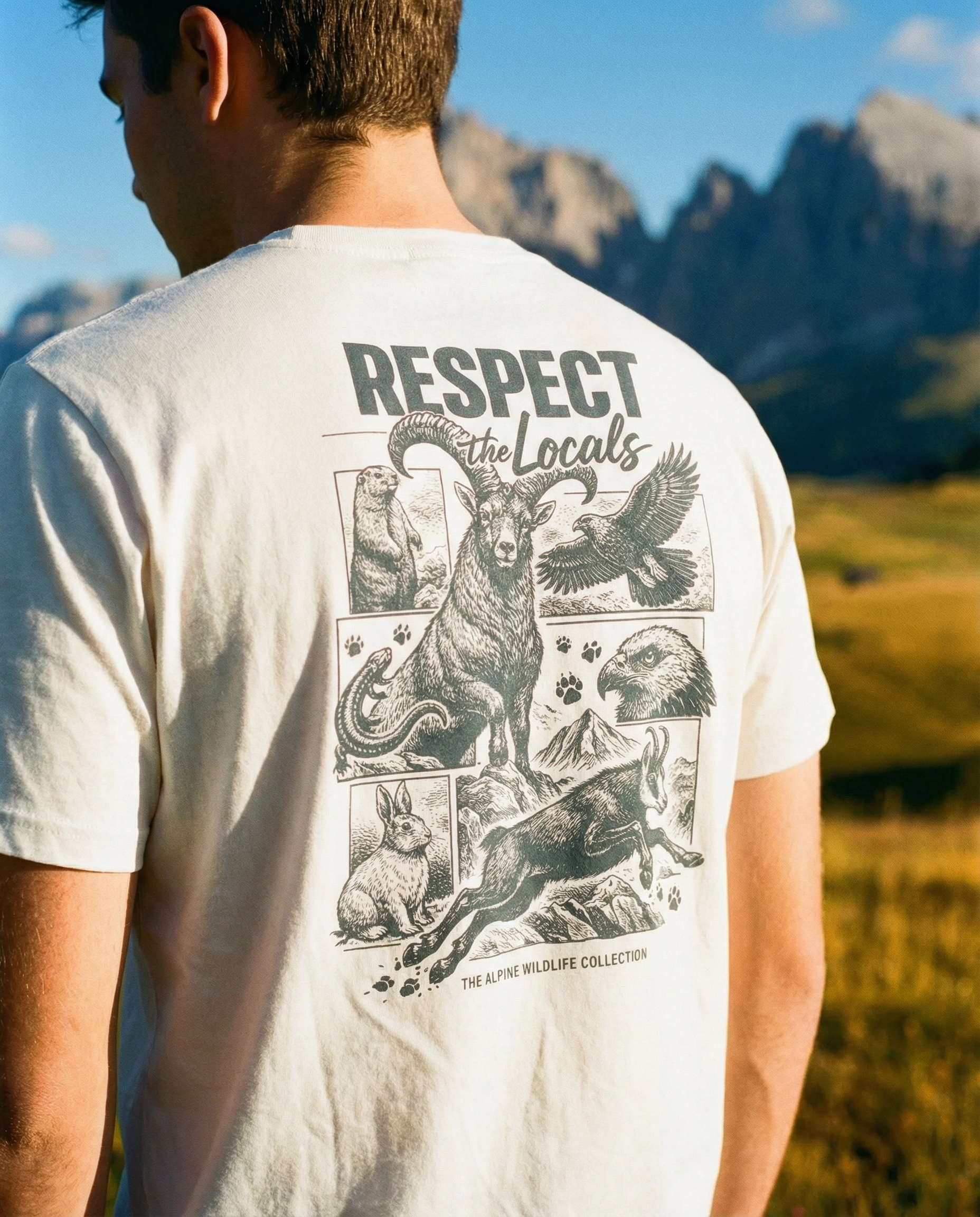 Respect the Locals Herren Bio T-Shirt – Alpsland – Wandern, Alpen, Natur, Outdoor