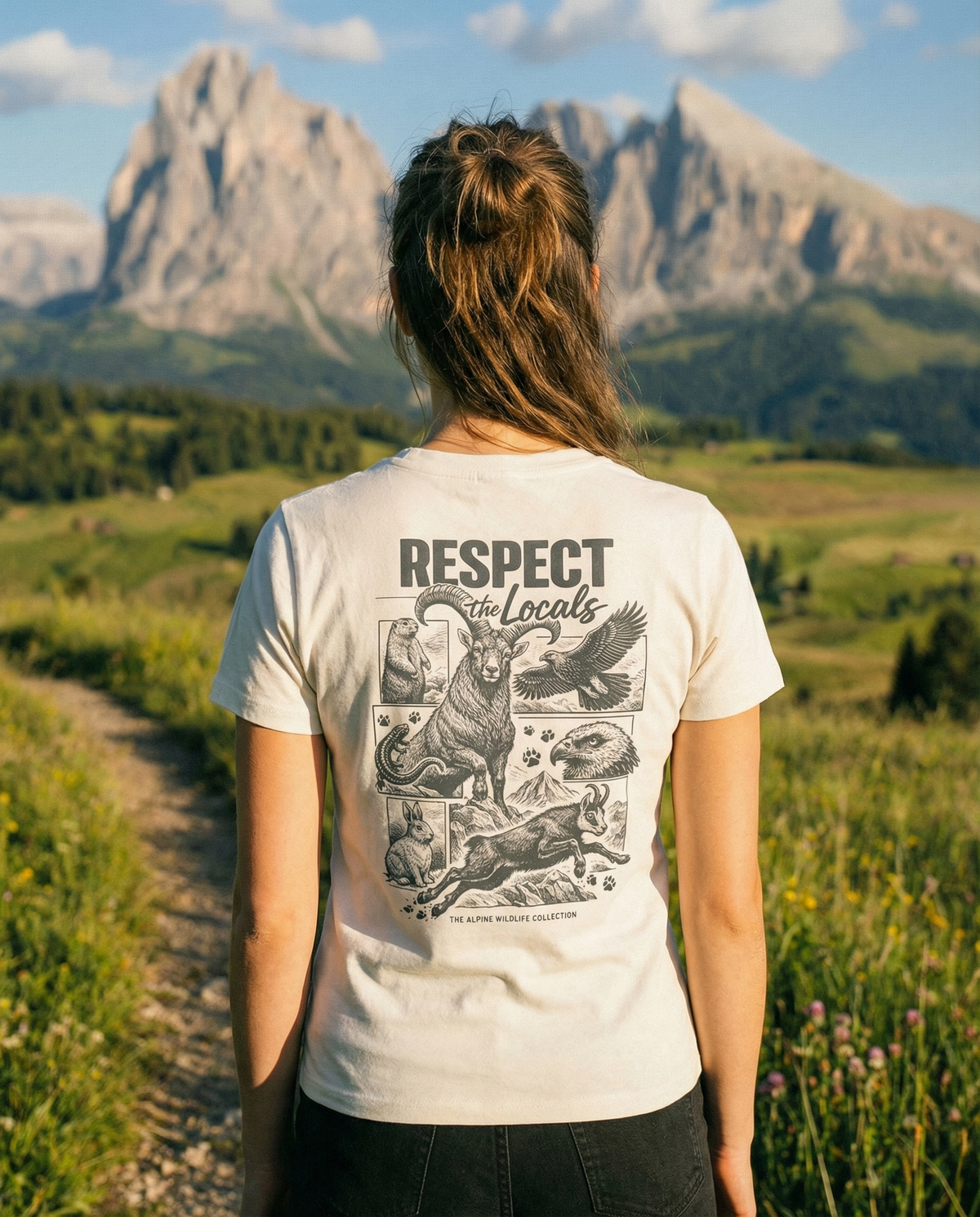 Respect the Locals Damen Bio T-Shirt – Alpsland – Wandern, Alpen, Natur, Outdoor