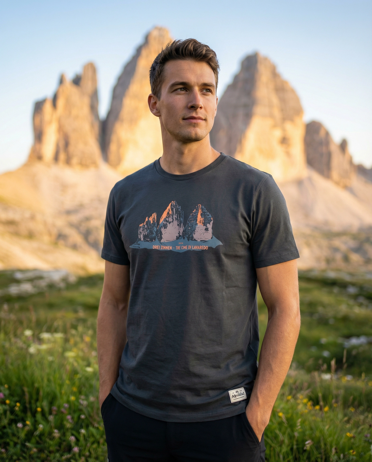 Drei Zinnen Herren Bio T-Shirt – Alpsland – Wandern, Dolomiten, Südtirol, Alpen